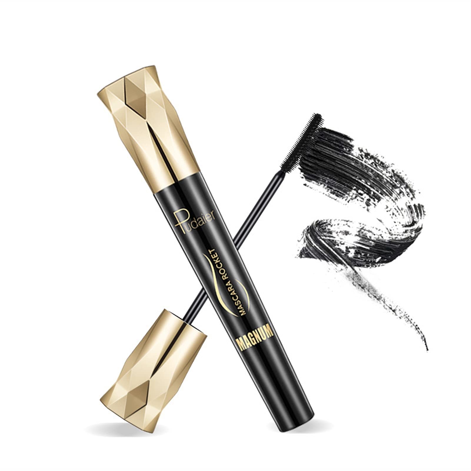 4D Charm Mascara - Waterproof Volumizing & Lengthening Mascara for Women, Silk Fiber Lash Extensions with Growth Serum, Professional Black Eyelash Makeup for Daily Wear & Special Occasions
