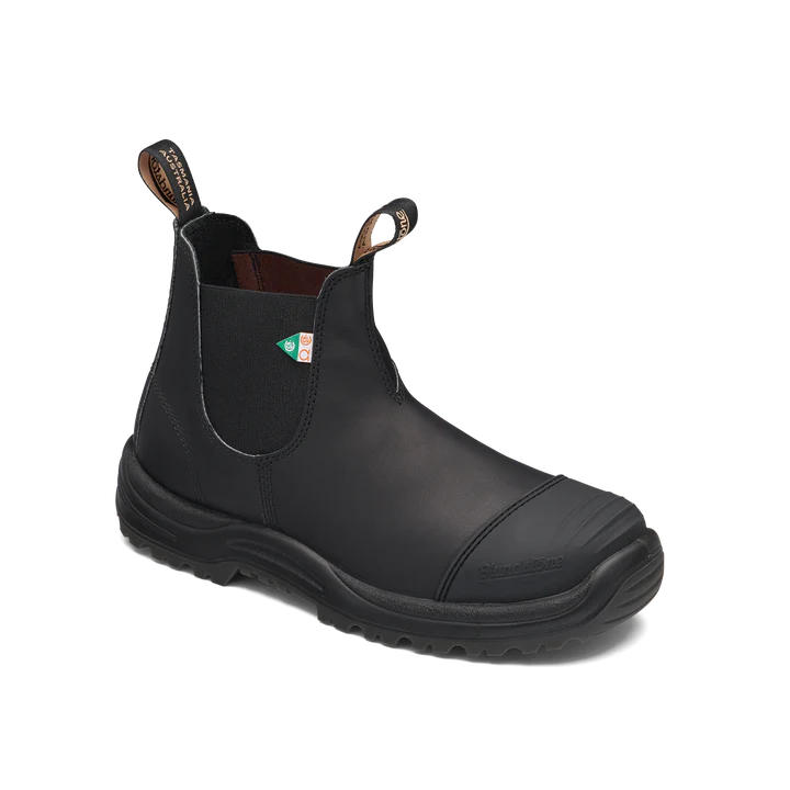Blundstone 168 Work & Safety Boots with Rubber Toe Cap - Black - Durable Steel Toe Work Boots for Construction, Warehouse & Outdoor Jobs