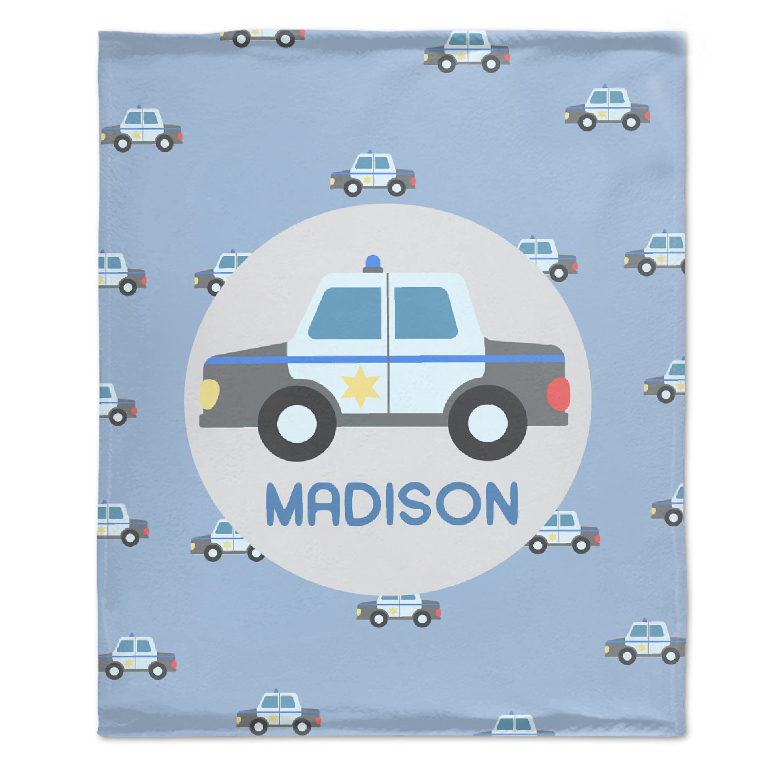Custom Police Car Fleece Blanket with Name - Personalized Kids & Toddler Gift, 120