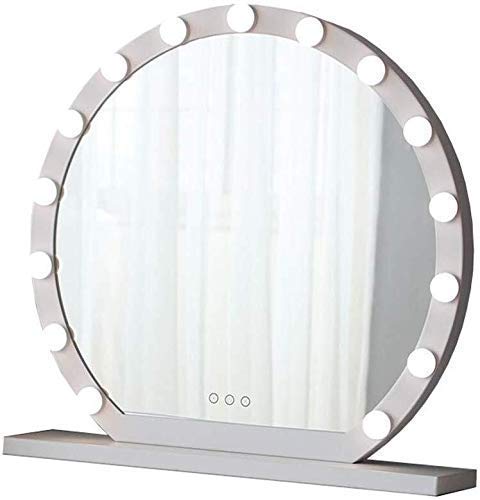 Hollywood Style LED Makeup Mirror with Dimmable Lights - 10/12/15 Bulbs, 40cm Round Vanity Mirror for Dressing Tables (White) | Perfect for Home Makeup, Salon & Beauty Room Lighting