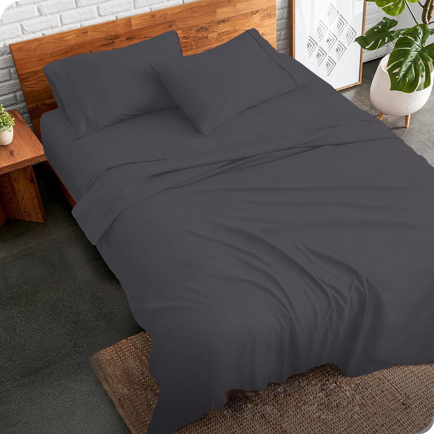 Premium 800 Thread Count California King Egyptian Cotton Sheets Set - 6 PC Dark Grey Solid Bedding with 15