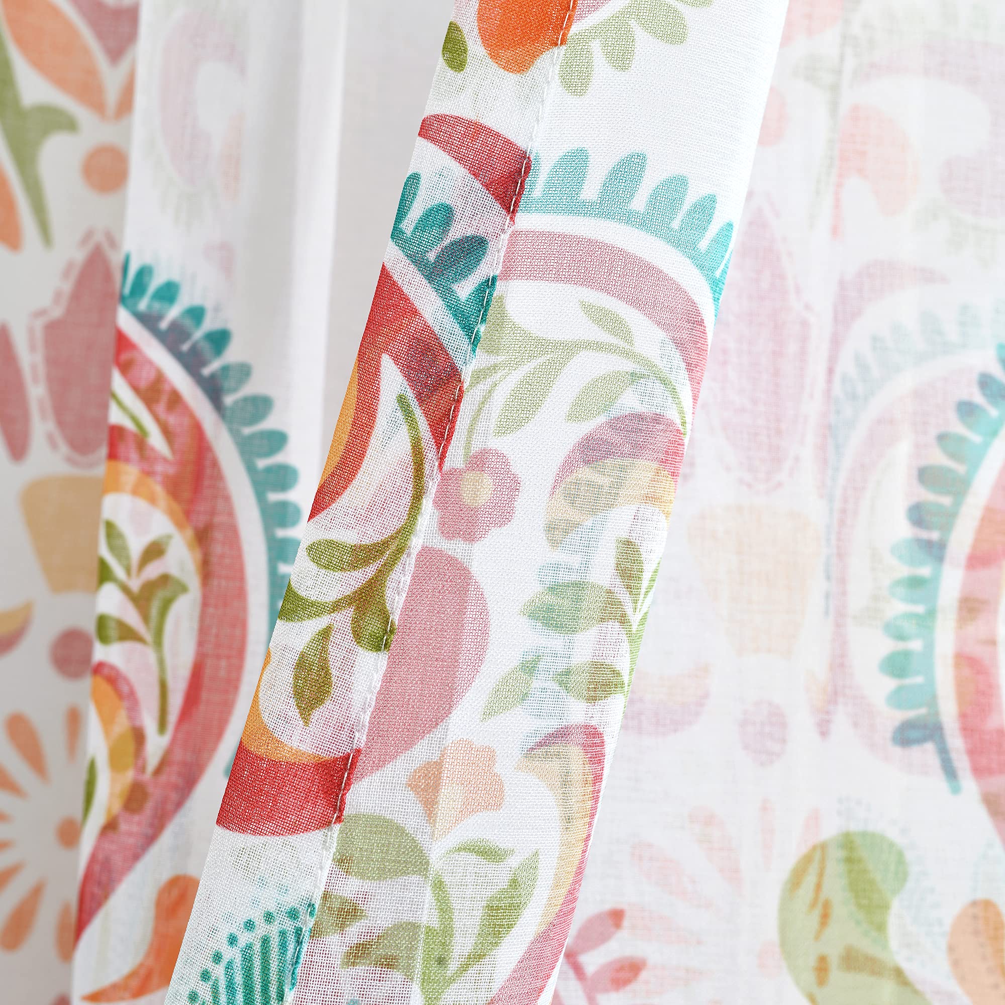 Bohemian Sheer Curtains - Paisley Damask Print for Living Room & Bedroom
