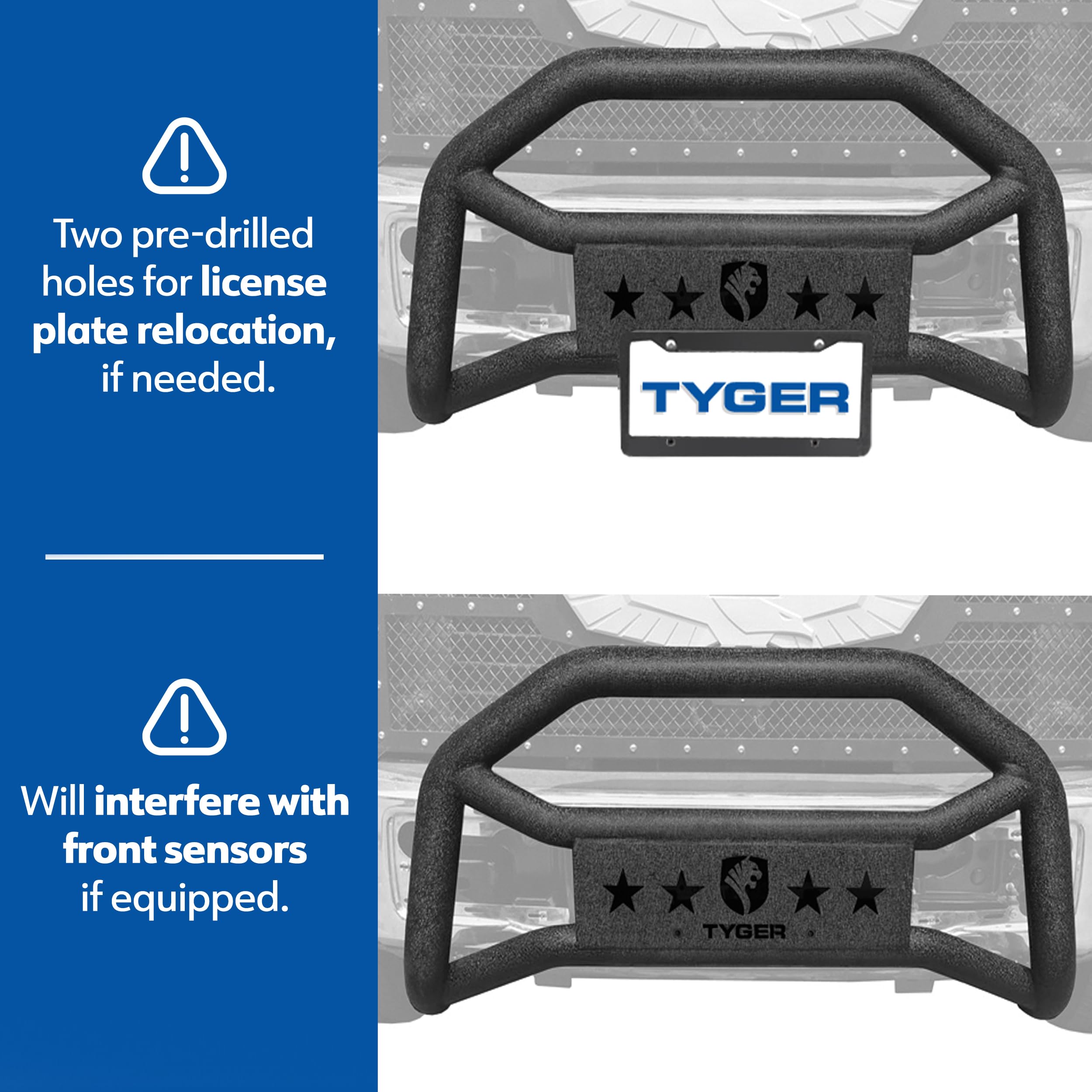 Tyger Auto TG-GD6T60038 Heavy Duty Front Bumper Guard Bull Bar for 2007-2021 Toyota Tundra - Textured Black Powder Coated with LED Light Mount | Off-Road Protection & Style Upgrade for Trucks