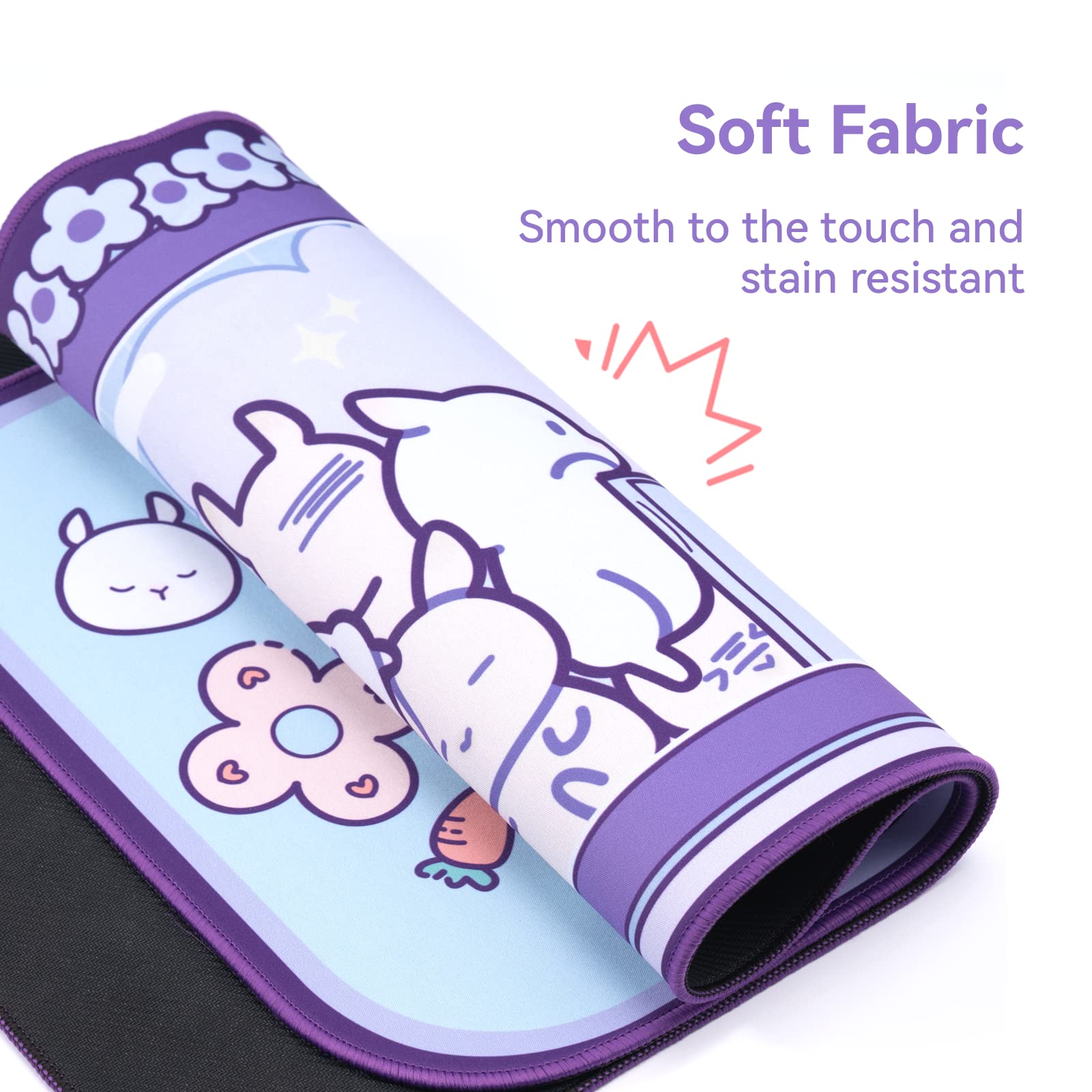 GeekShare Cute Bunny Mouse Pad - Non-Slip Rubber Base Desk Mat for Keyboard & Mouse, Gaming & Office Accessories | Perfect for PC, Laptop, Home Office & Gaming Setup (Pink)