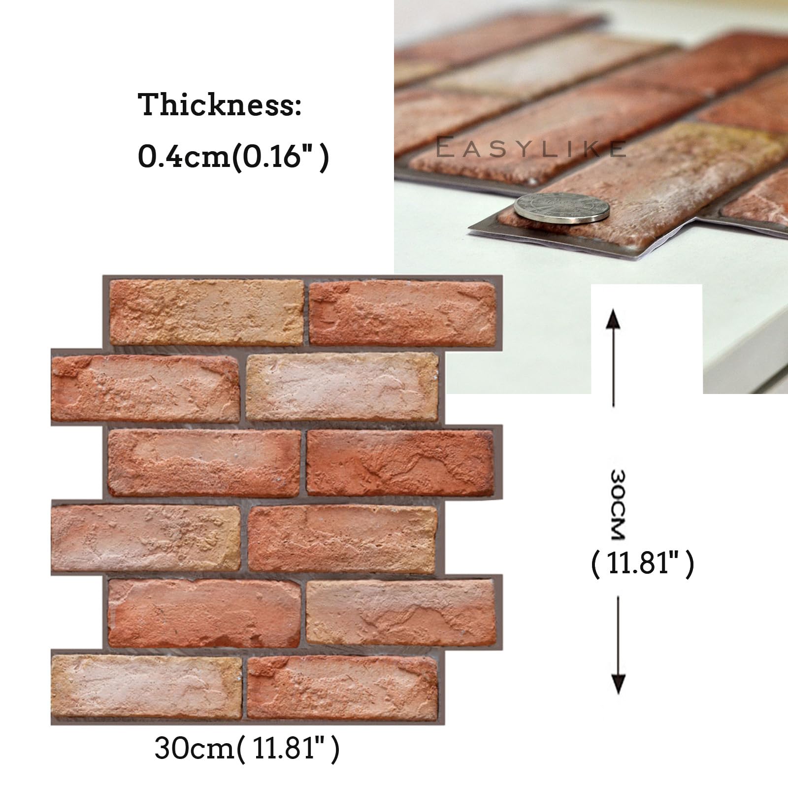 3D Peel and Stick Wall Panels - Waterproof Self-Adhesive Decorative Wall Art for Living Room, Bedroom, Office - 30x30cm (10pcs/Pack) Light Red - Easy DIY Home Decor & Wall Covering Solution