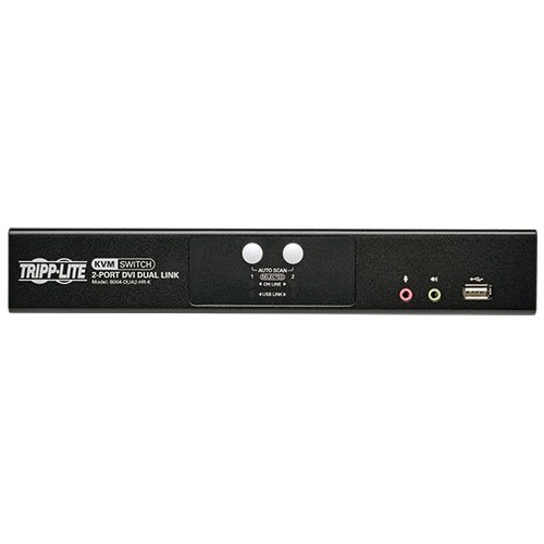 Tripp Lite 2-Port DVI Dual-Link USB KVM Switch with Audio & Cables (B004-DUA2-HR-K) - Desktop Computer Sharing Solution for Office & Gaming Setup