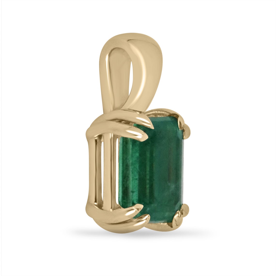 2.22ct 14K Gold Emerald Cut Solitaire Pendant - Natural Vertical Emerald Gemstone with Double Prong Setting - Perfect for Anniversary Gifts & Elegant Necklace Jewelry