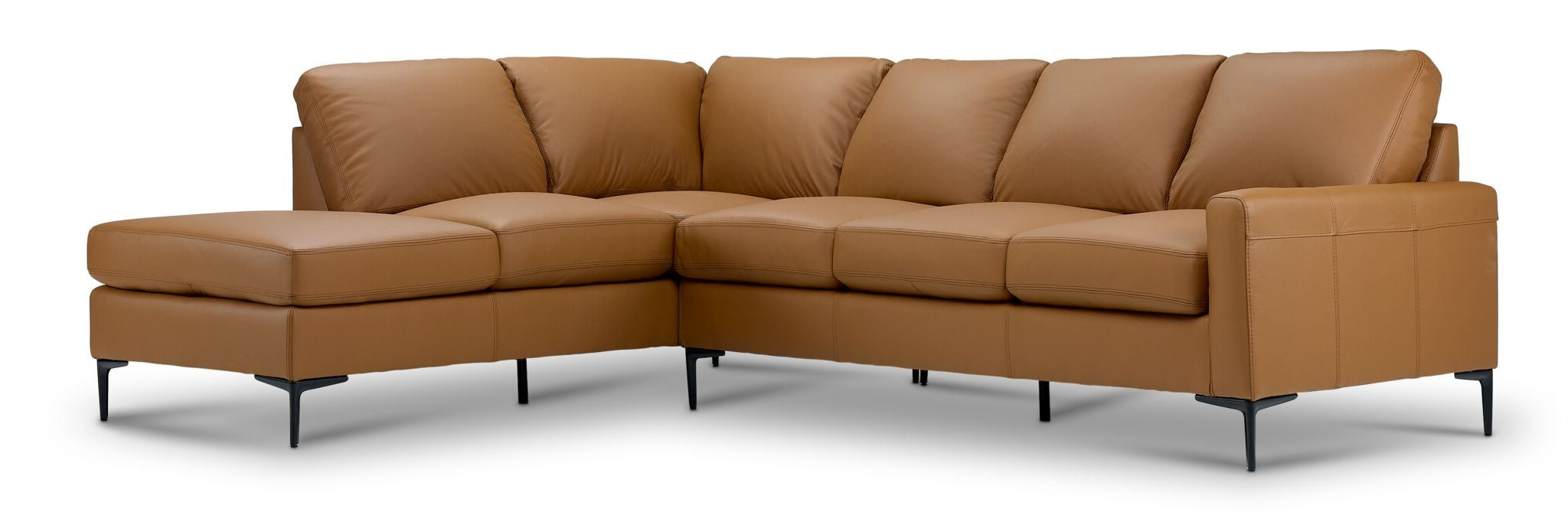 Luxury Chito Leather 2-Piece Sectional Sofa with Left-Facing Chaise in Saddle Brown - Perfect for Living Room, Family Room & Home Theater Seating