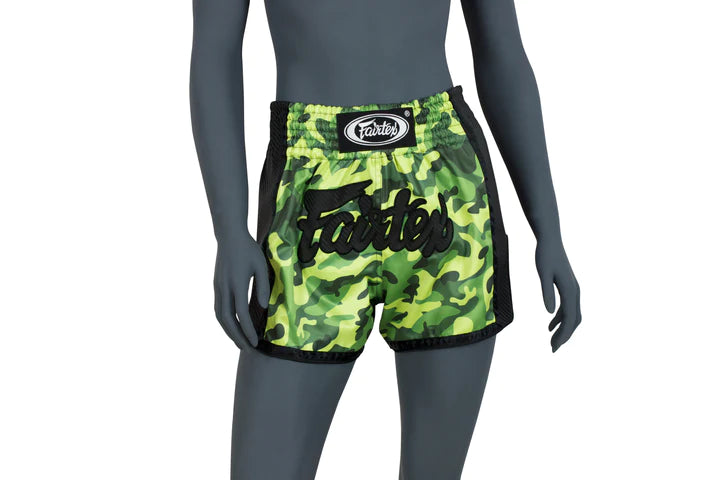 Fairtex Green Camo Slim Cut Muay Thai Boxing Shorts - Premium MMA Training & Competition Shorts for Kickboxing, Muay Thai & Martial Arts - Perfect for Gym Workouts & Fighting Tournaments