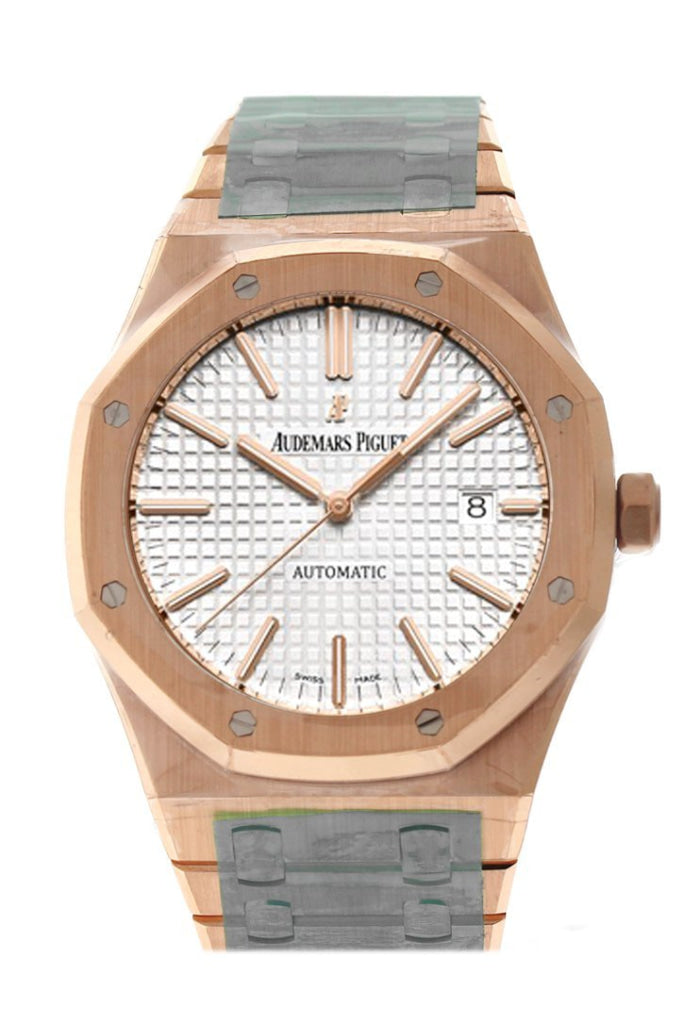 Audemars Piguet Royal Oak 41mm Men's Luxury Watch - White Dial, 18K Pink Gold Case & Bracelet (Ref.15400OR.OO.1220OR.02) - Perfect for Business Meetings & Formal Events