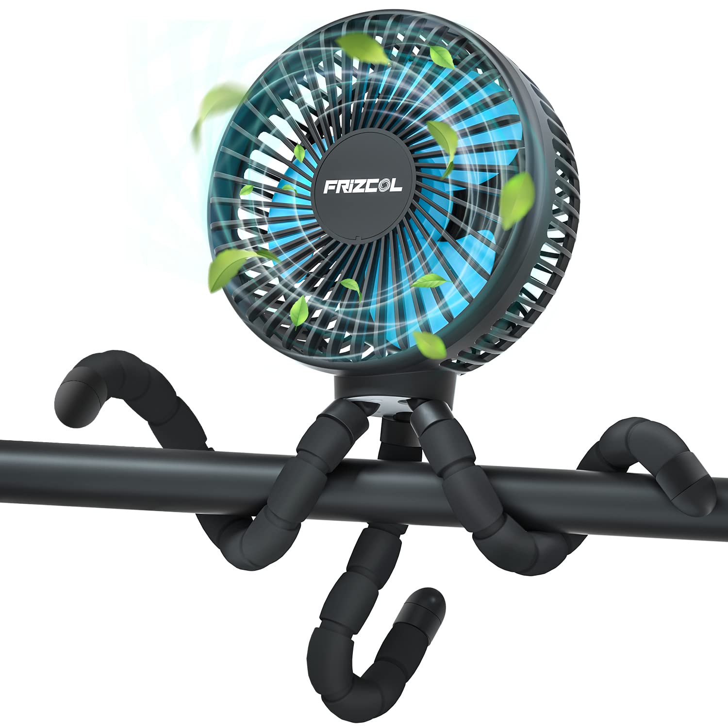 FRIZCOL Rechargeable Stroller Fan for Baby - Portable Battery Operated Fan with 30H Runtime - Clip On Handheld Fan for Car Seat, Desk, Camping & Outdoor Activities - Perfect for Nursery, Travel and Summer Use