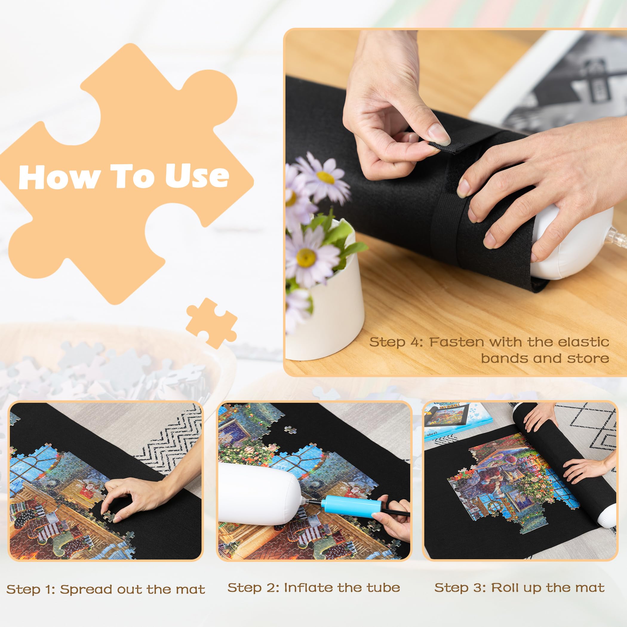 Lavievert Jigsaw Puzzle Mat Roll Up - Portable Puzzle Board & Storage Saver for Up to 1500 Pieces | Eco-Friendly Material | Perfect for Travel, Home Organization & Puzzle Enthusiasts