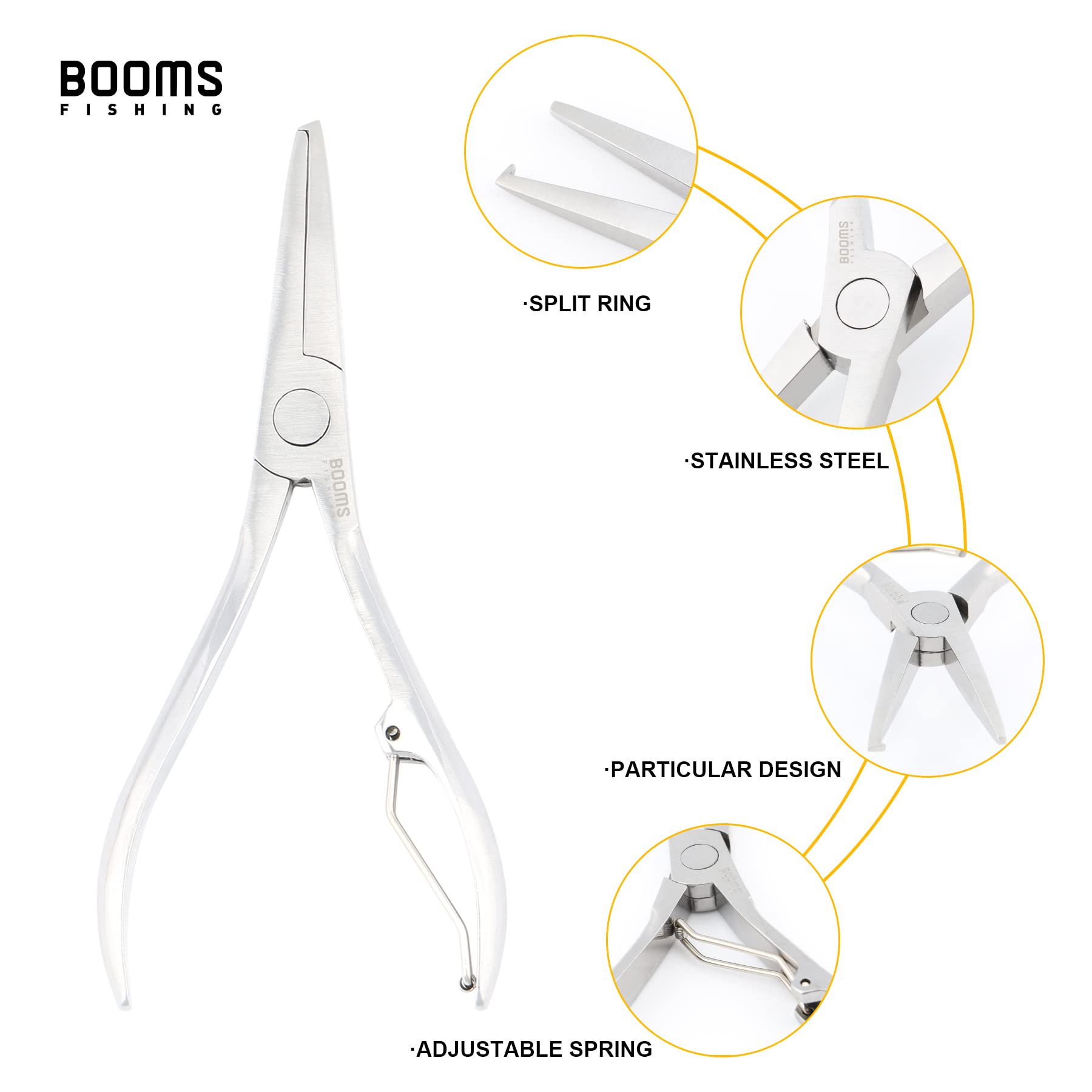 Booms Fishing SR4 Stainless Steel Split Ring Pliers - Saltwater Resistant Fishing Tool for Tackle Repair & Lure Making | Professional Fishing Gear for Saltwater & Freshwater Anglers