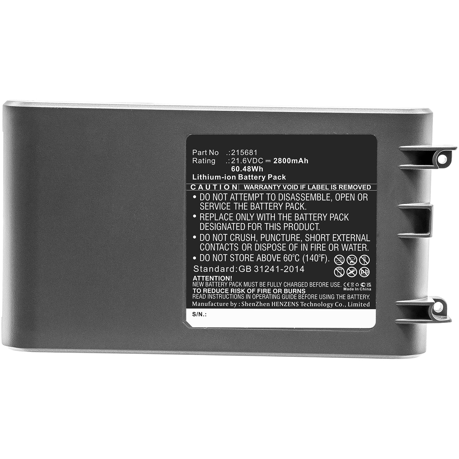 Synergy Digital Vacuum Cleaner Battery for Dyson SV10 - 21.6V 2800mAh Li-ion High Capacity Replacement (Fits Dyson 215681) - Perfect for Deep Cleaning Carpets, Hard Floors & Pet Hair Removal