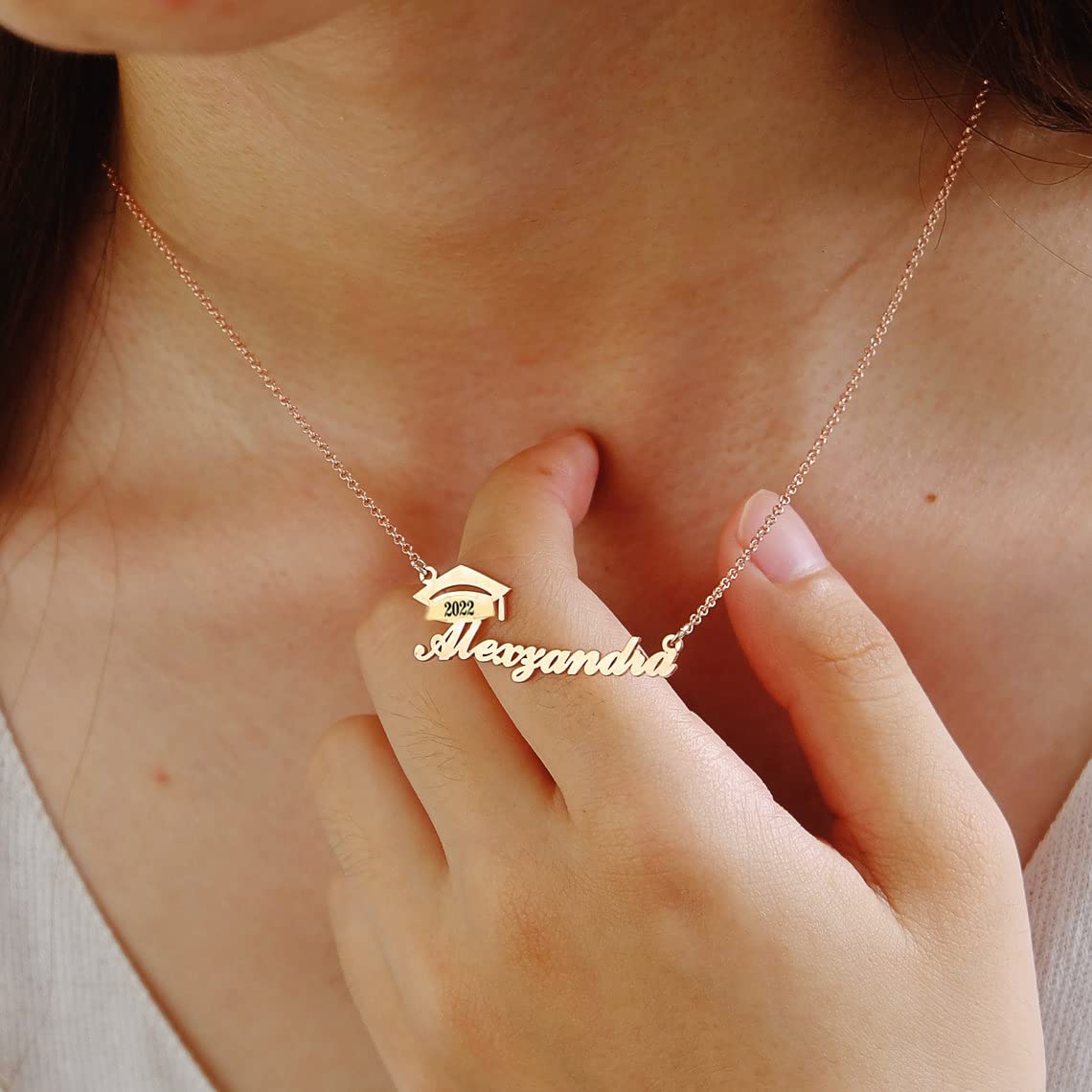 Custom Name Necklace for Graduation Gifts - Personalized Bachelor Cap Pendant in 18K Gold Plated | Perfect College Graduation Jewelry for Her, Friends & Loved Ones | Great for Commencement Ceremonies & Graduation Parties