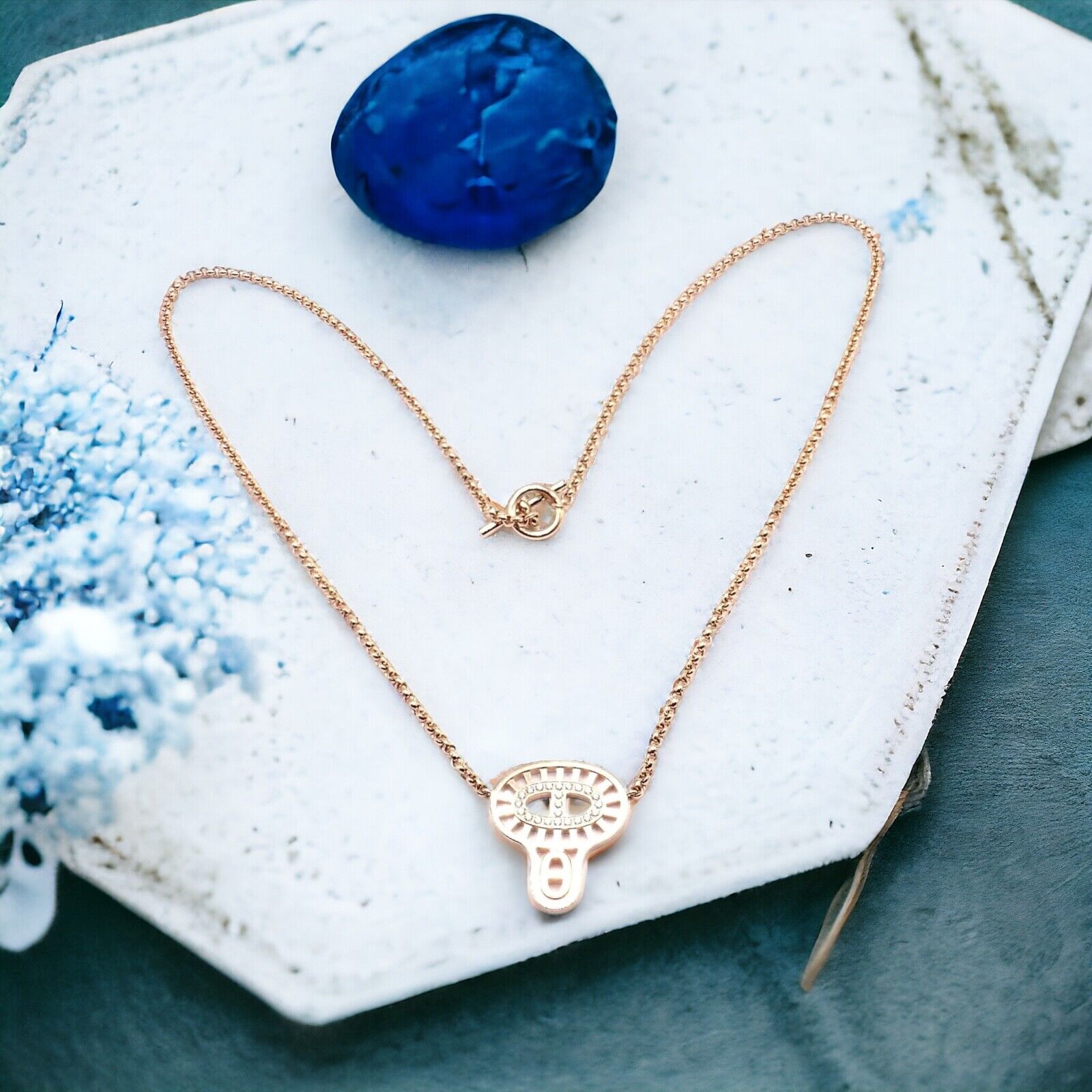 Authentic Hermes Chaine D'ancre Divine 18k Rose Gold Diamond Necklace with Certificate & Box - Perfect for Weddings, Anniversaries & Luxury Gifts