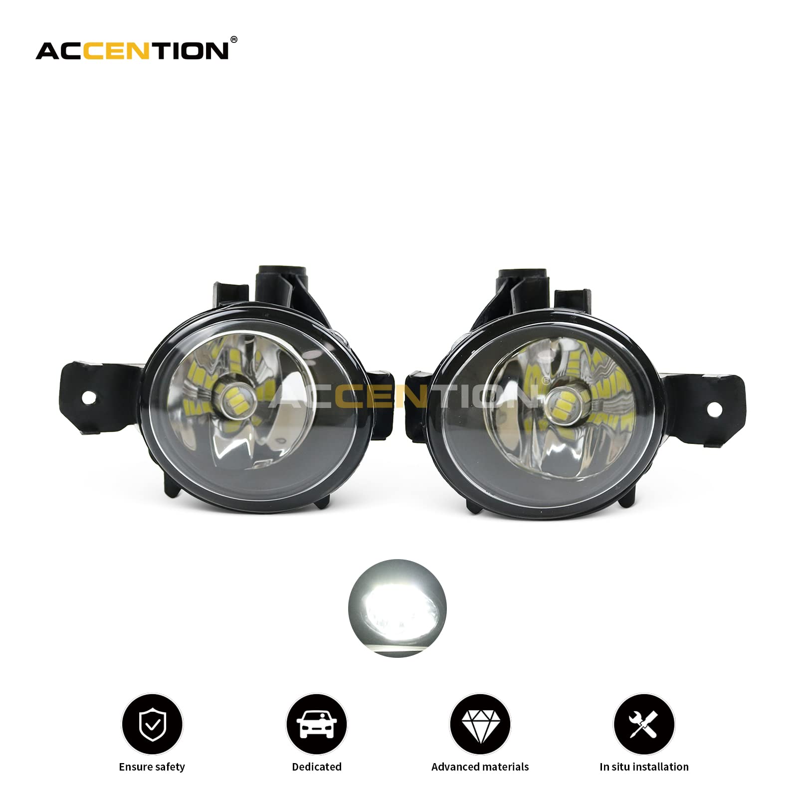 2Pcs LED Fog Lights for BMW E83 X3 2007-2010 Models - Bright White Front Fog Lamps for Enhanced Visibility & Style - Perfect for Night Driving and Bad Weather Conditions