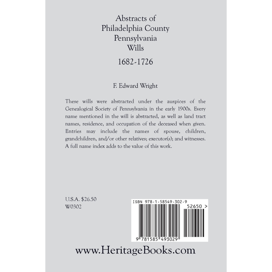 Abstracts of Philadelphia County, Pennsylvania Wills (1682-1726) | Genealogy Research & Historical Documents for Ancestry Tracing