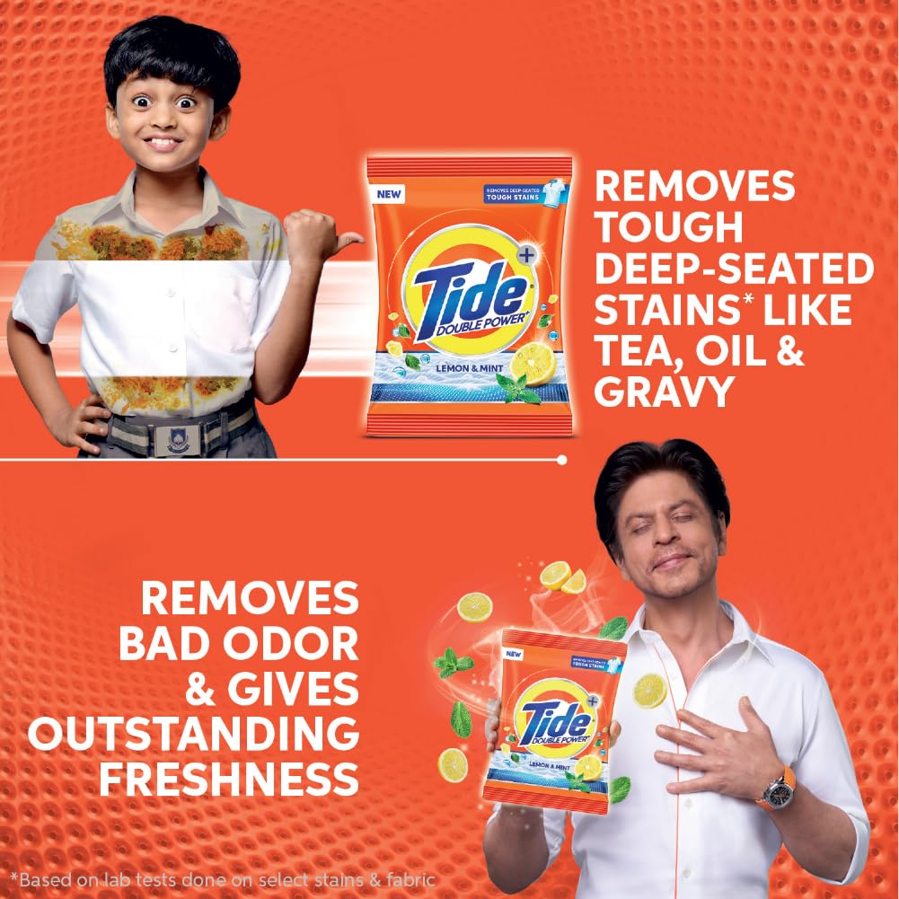 Tide Plus Laundry Detergent Powder - 2kg (4.4 lb) | Lemon & Mint Scent | Deep Stain Remover for Oil, Gravy & Tea | High Efficiency HE Safe | For Washer Machine & Hand Wash | Fresh Scent for Clothes, Towels & Bedding