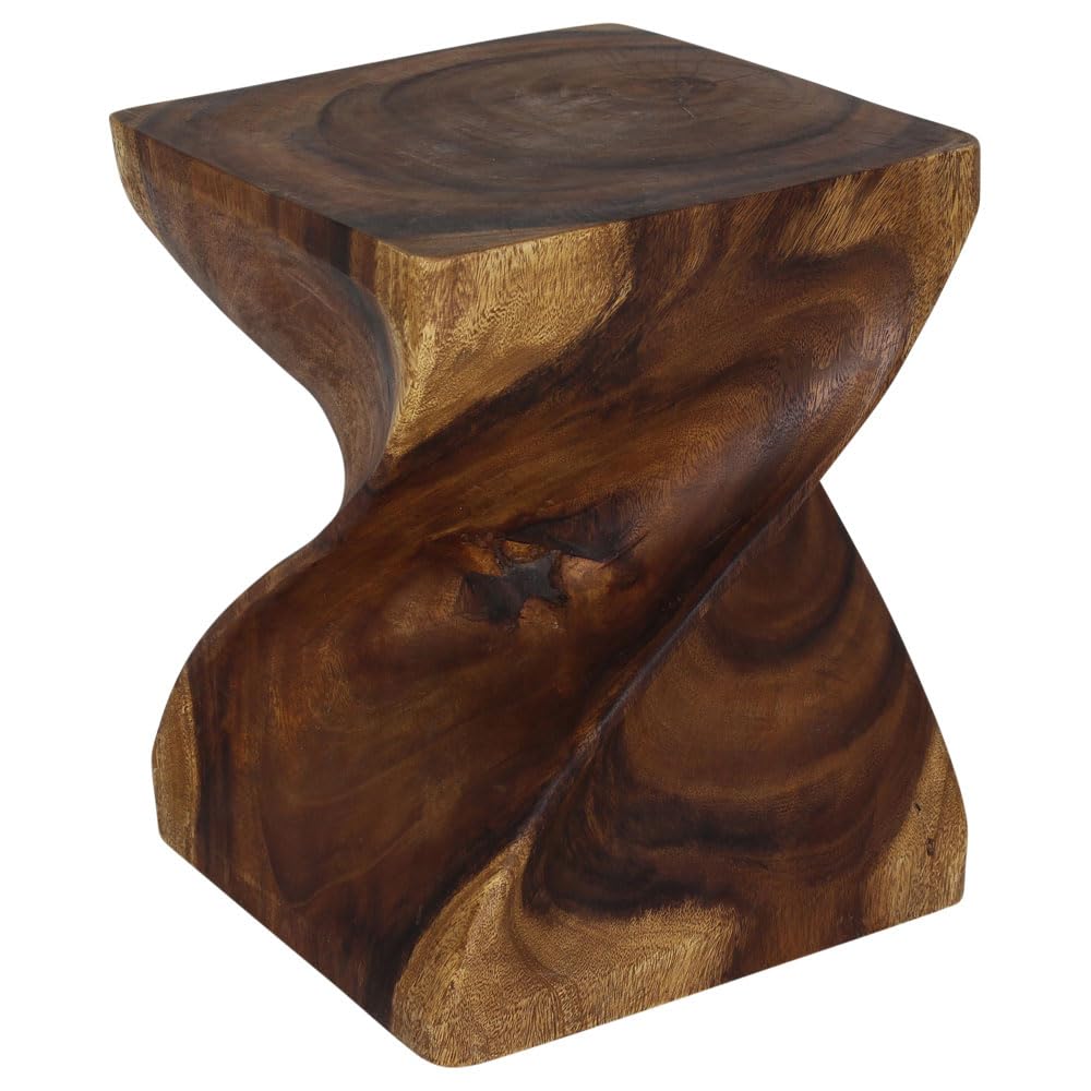 Haussmann® 16x16x20 Inch Walnut Wood Big Twist Coffee Table with Oil Finish - Perfect for Living Room, Lounge, and Modern Home Decor