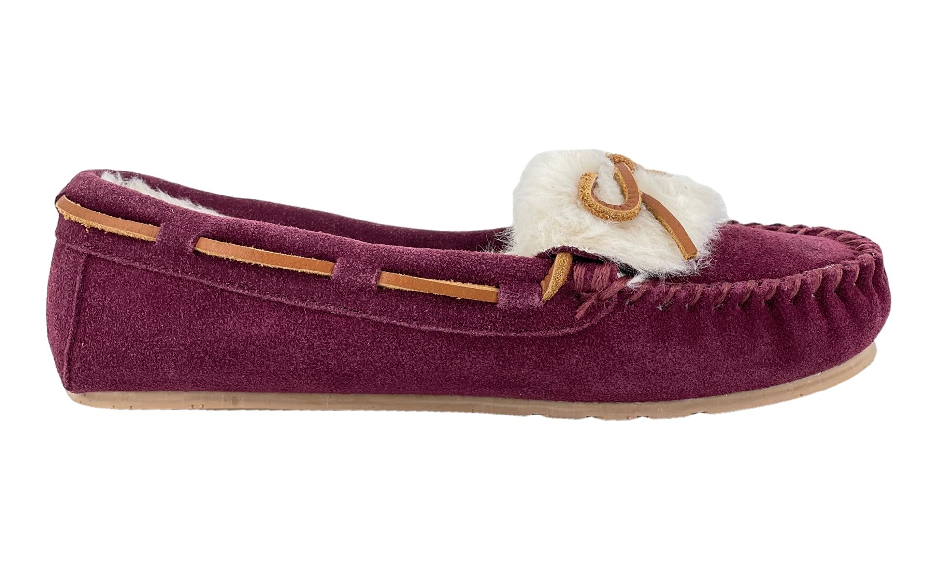 Clarks Women's Folded Tongue Suede Leather Moccasin Slippers ICH30746C - Plush Faux Fur Lining - Comfortable Indoor/Outdoor House Shoes for Women - Perfect for Lounging, Running Errands & Cozy Home Wear