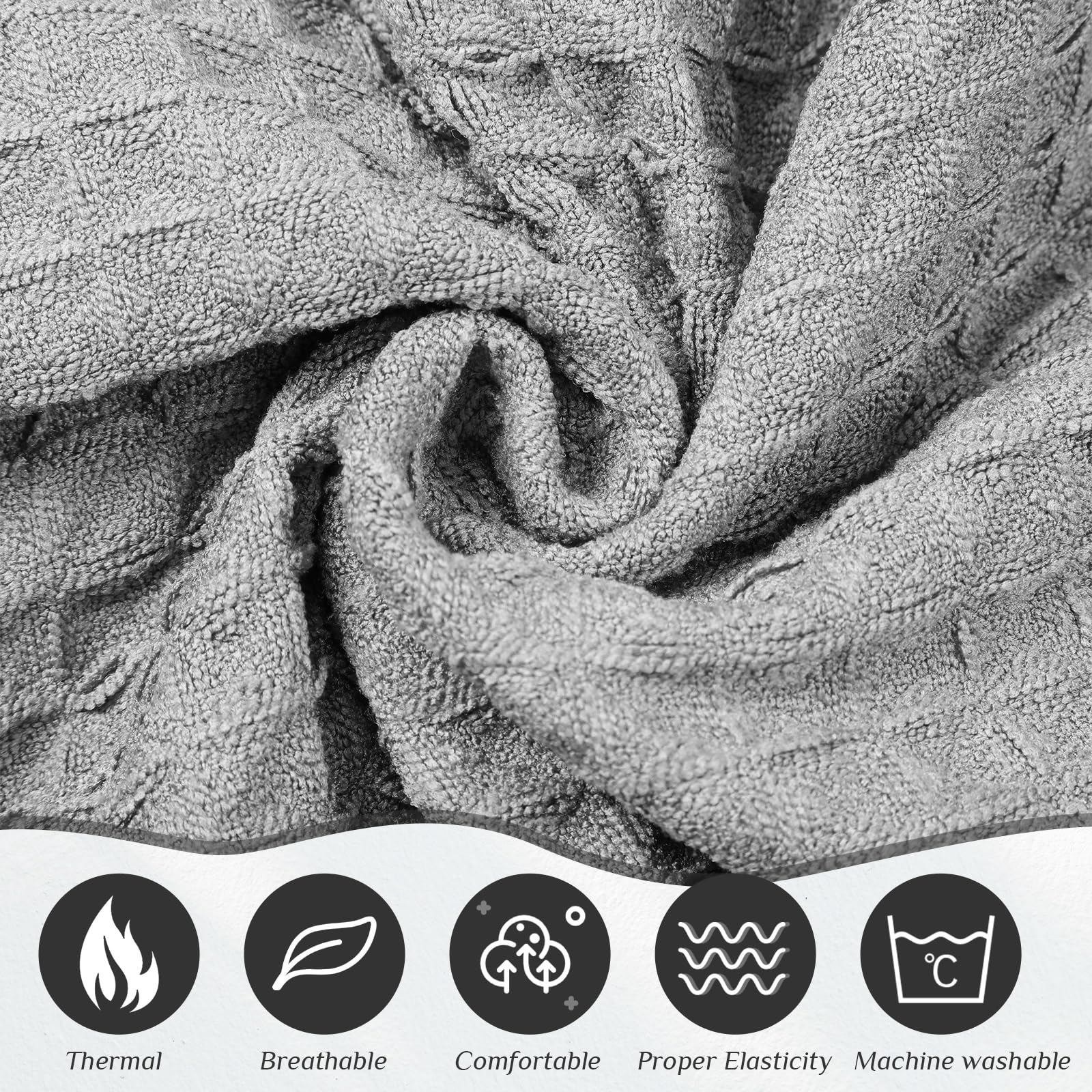 Tigeen 8-Piece Waffle Weave Bathrobe Set for Women - Knee-Length Spa Towel Wrap with Pockets & Adjustable Closure - Soft Absorbent Post-Shower Robes for Home, Pool & Beach Use