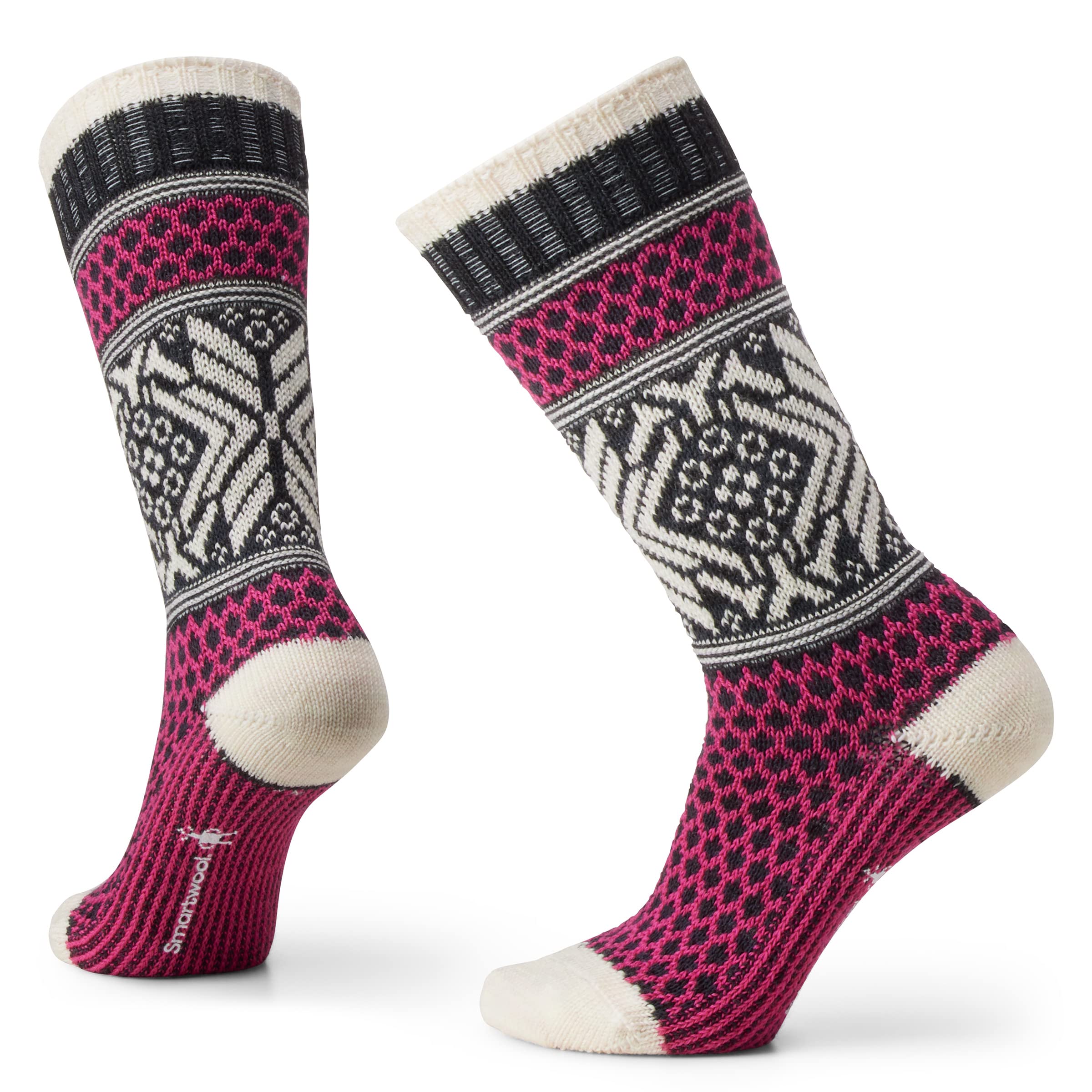 Smartwool Women's Everyday Crew Socks - Cozy Popcorn Snowflake Pattern for Winter Warmth - Perfect for Hiking, Skiing & Cold Weather Activities