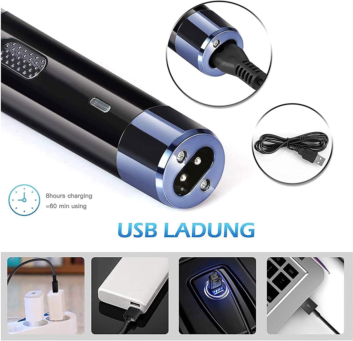 4-in-1 Painless Nose & Ear Hair Trimmer for Men - USB Rechargeable Grooming Kit (Black) | Perfect for Travel, Home & Office Use