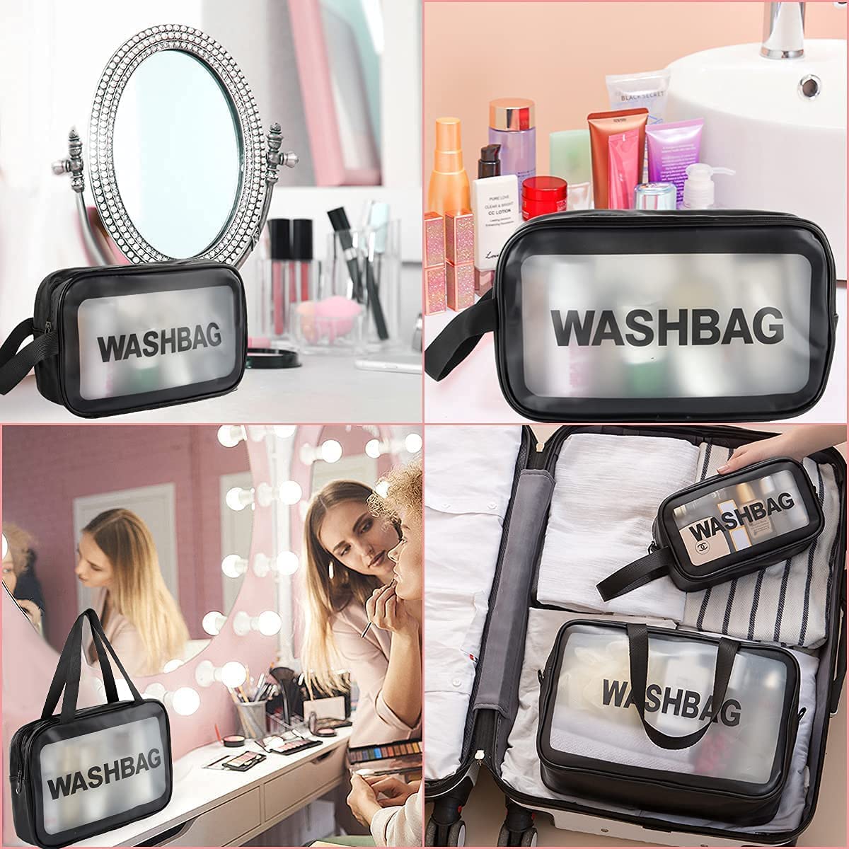 RAIYARAJ 3-Piece Travel Makeup Pouch Set - Waterproof Cosmetic Organizer Bag for Women, Portable Toiletry Case with Multiple Compartments - Perfect for Travel, Gym, and Bathroom Storage