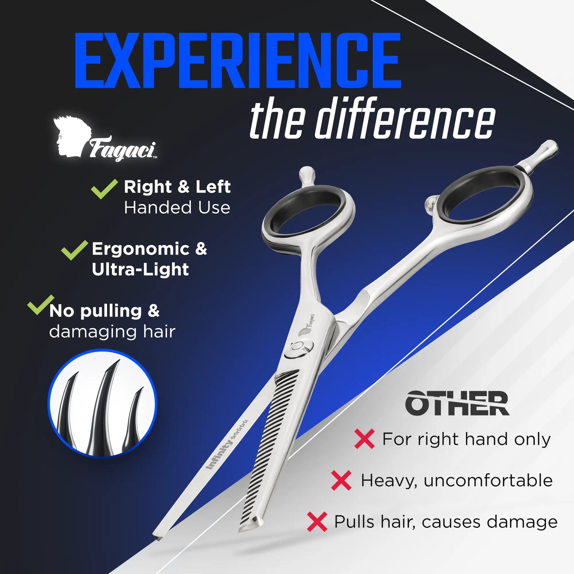 Professional INFINITY THINNING SHEARS for Hair Styling - Precision Haircutting Scissors for Barbers & Stylists - Perfect for Salon, Home Use & Professional Hair Cutting