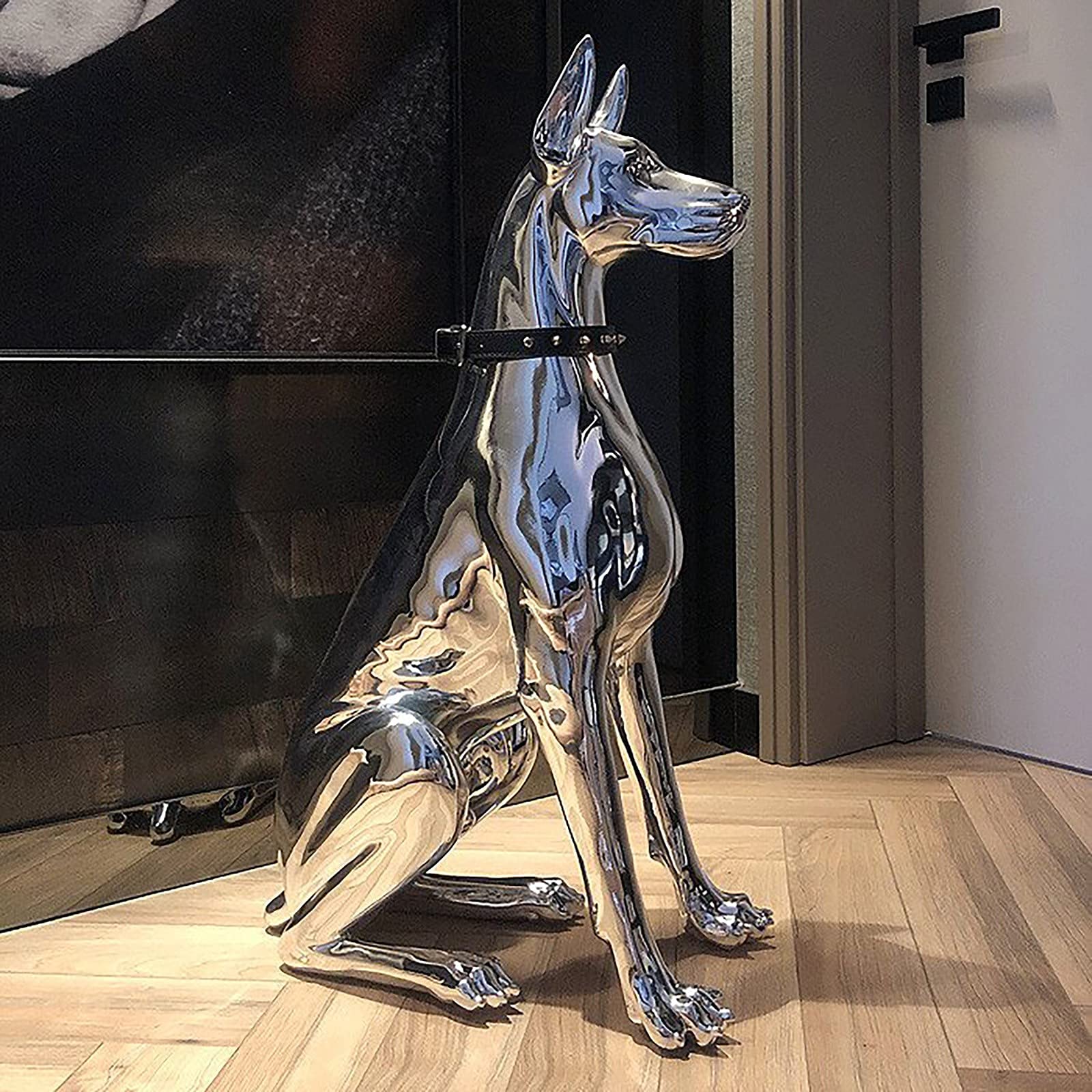 Muised Ornaments 2021 Doberman Dog Sculpture - Small Size Animal Statue for Home Decor, Bedroom, Living Room, Office & Gifts | Handcrafted Art Figurine for Dog Lovers & Pet Owners