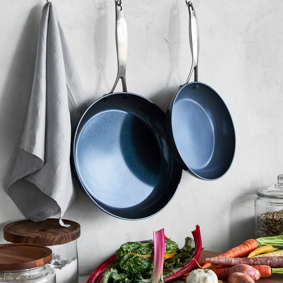 Valencia Pro Ceramic Nonstick 10-Inch & 12-Inch Frying Pan Set - Midnight Blue | Healthy Cooking, Sauteing & Frying | Dishwasher Safe Pans for Home & Restaurant Use