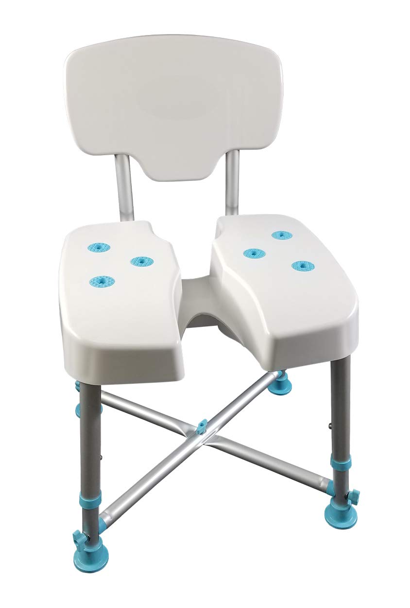 MedGear A-0272A Durable Hygienic Cutout Shower Chair with Backrest - Non-Slip Bath Seat for Elderly & Disabled, Ideal for Home & Hospital Use