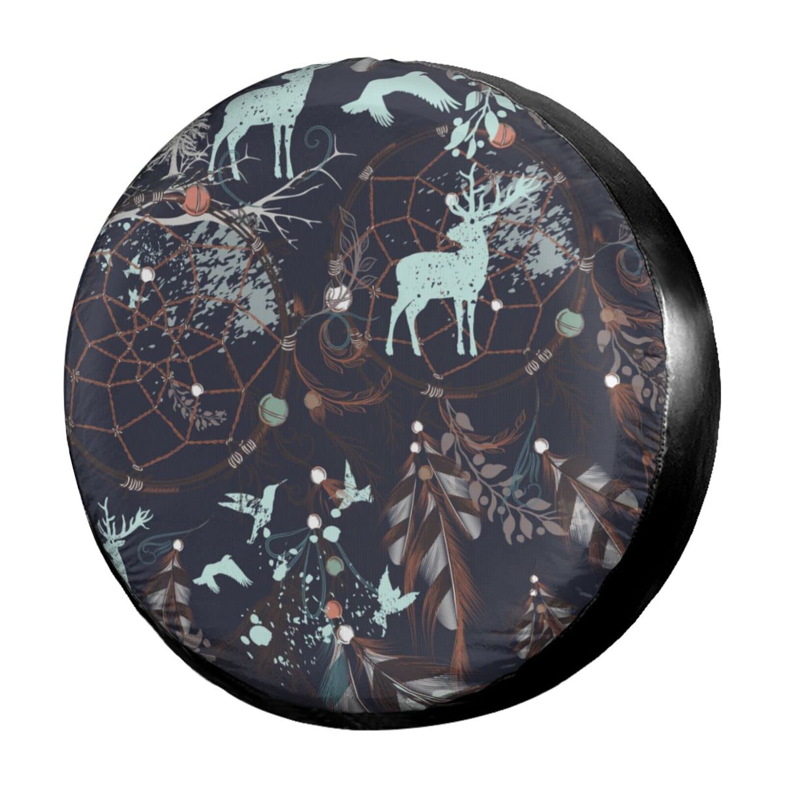 Boho Dreamcatcher Spare Tire Cover - 17 Inch Dust-Proof Wheel Protector for Trailers, RVs, SUVs & Vehicles | Stylish Decoration for Camping & Road Trips