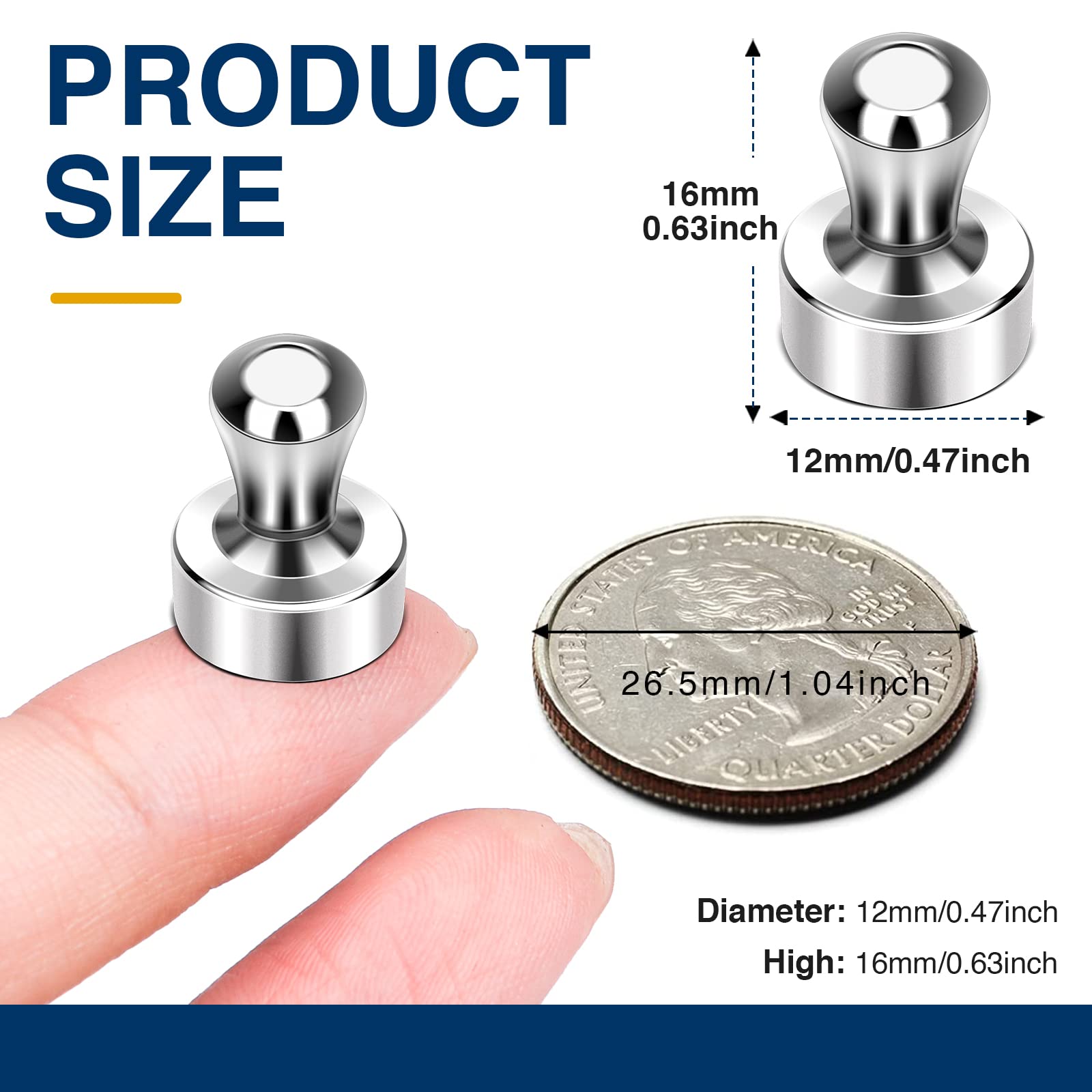 MIKEDE 15Pcs Strong Neodymium Fridge Magnets - Whiteboard Magnets, Refrigerator Magnets & Push Pins for Office, School, Classroom & Kitchen - Perfect for Organizing Notes, Photos & Reminders