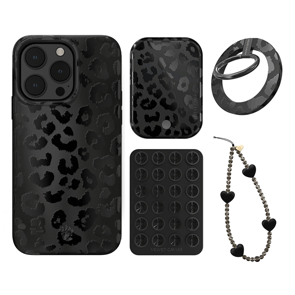 Black Leopard iPhone Case with Grip - Stylish & Secure Phone Cover for iPhone 13/14/15 Pro Max - Perfect for Work, Travel & Everyday Protection