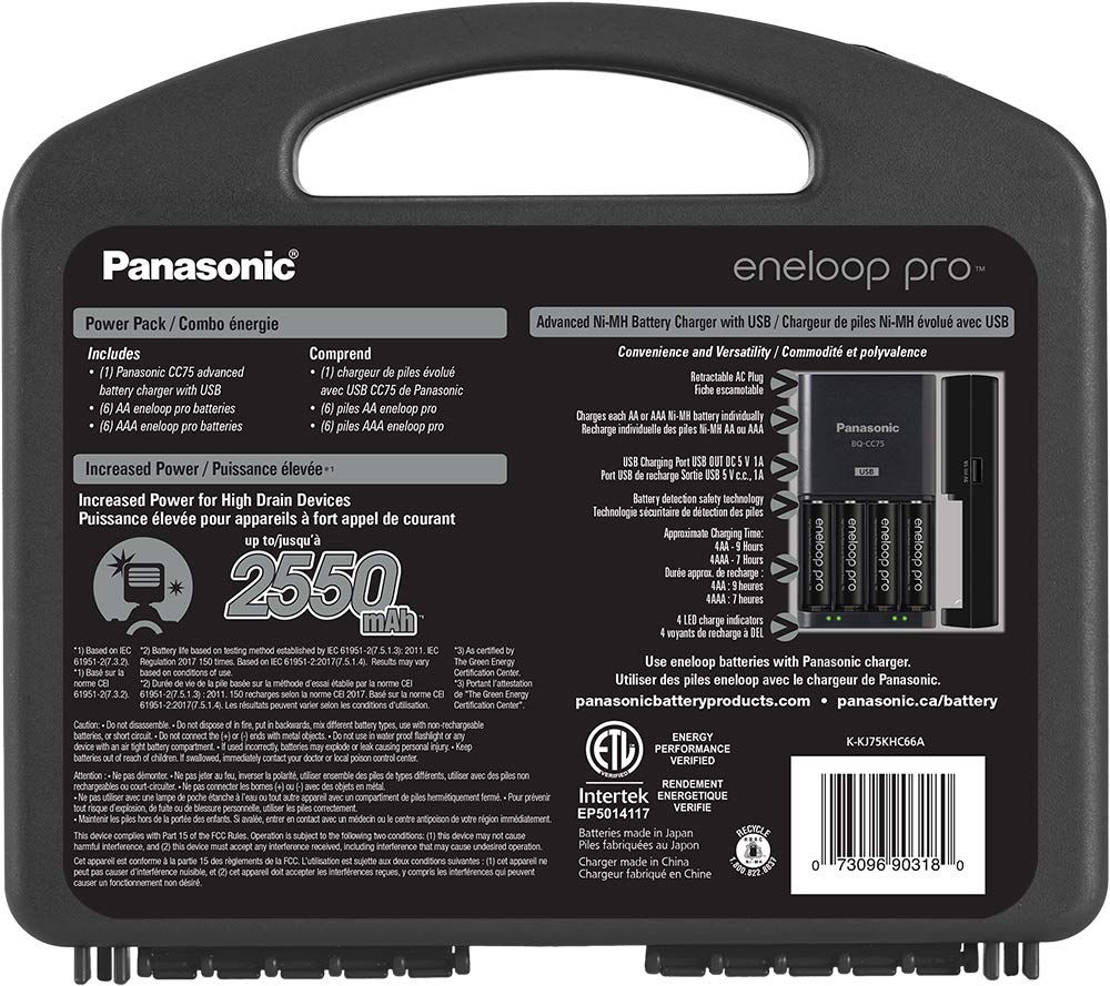 Panasonic eneloop pro High Capacity Rechargeable Batteries - 8AA & 2AAA with Advanced USB Charger & Storage Case | Perfect for Digital Cameras, Game Controllers, and Wireless Devices
