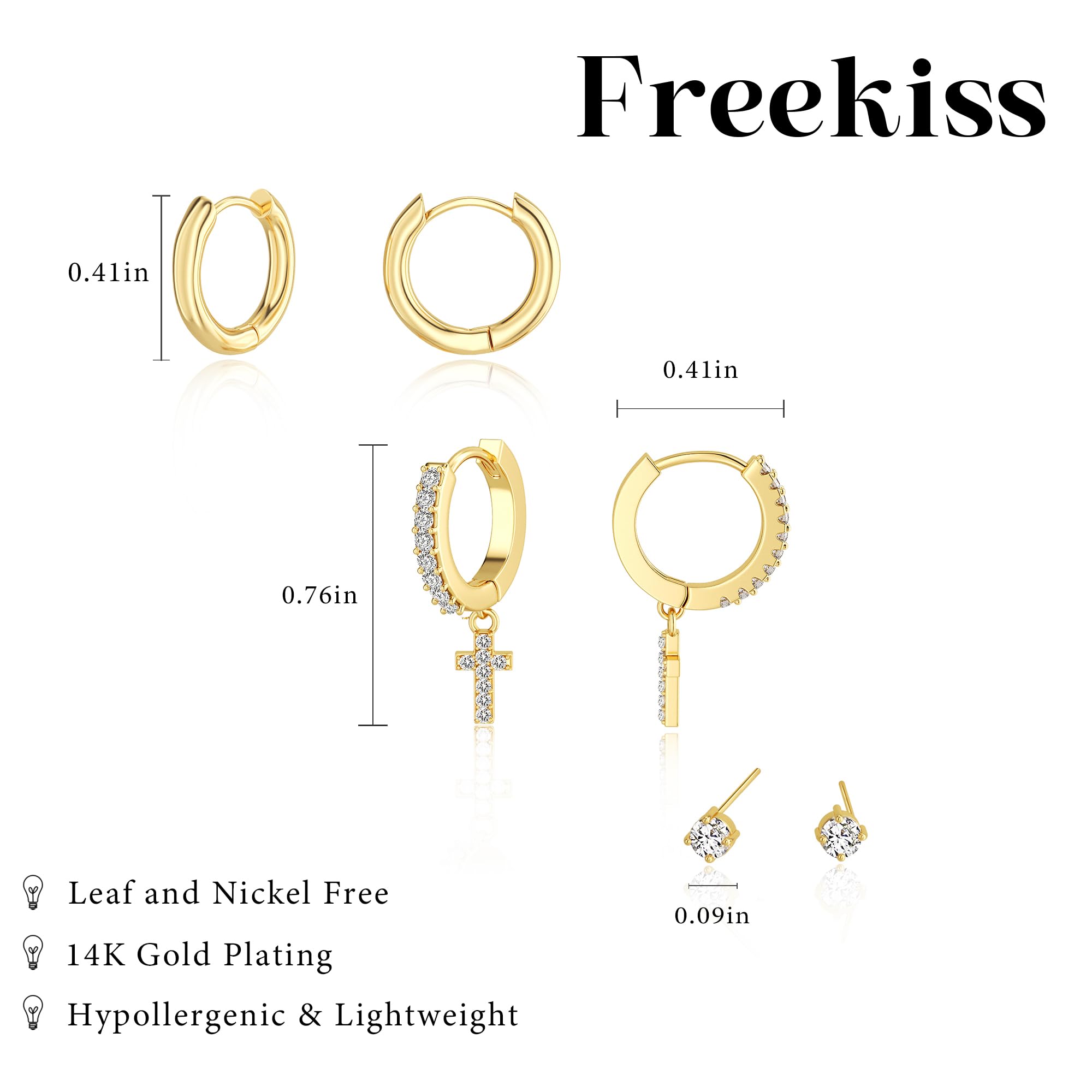 3 Pairs 14K Gold Plated Hoop Earrings Set - Dainty Small Huggie, Cartilage & Dangle Earrings for Women | Hypoallergenic Trendy Jewelry | Perfect Gift for Her, Everyday Wear & Special Occasions
