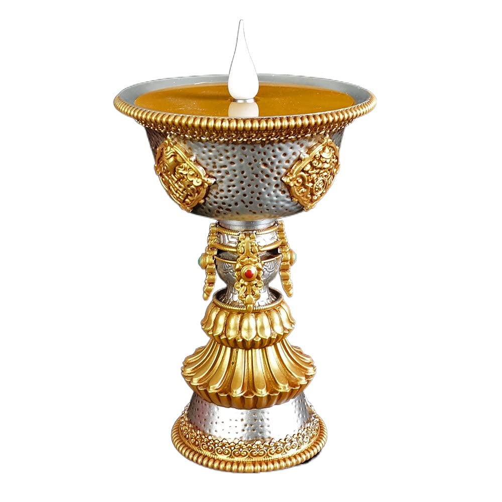 2 Pcs Tibetan LED Candle Butter Lamp - Smokeless Flameless Buddhist Electronic Candles with USB Power - Perfect for Home Decor, Meditation & Spiritual Ceremonies