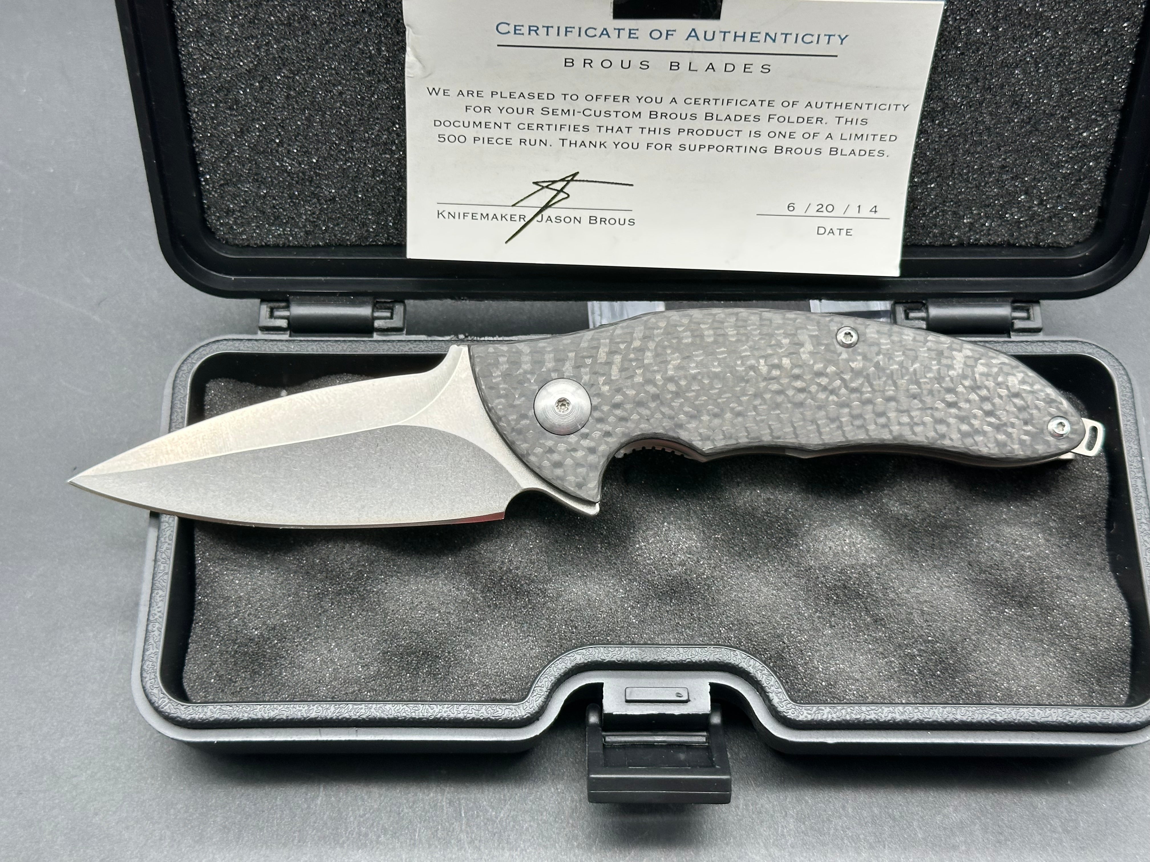 BROUS BLADES Caliber Flipper Folding Knife with Carbon Fiber Handle - Limited Edition Tactical EDC Pocket Knife for Outdoor Camping, Hunting & Survival Gear