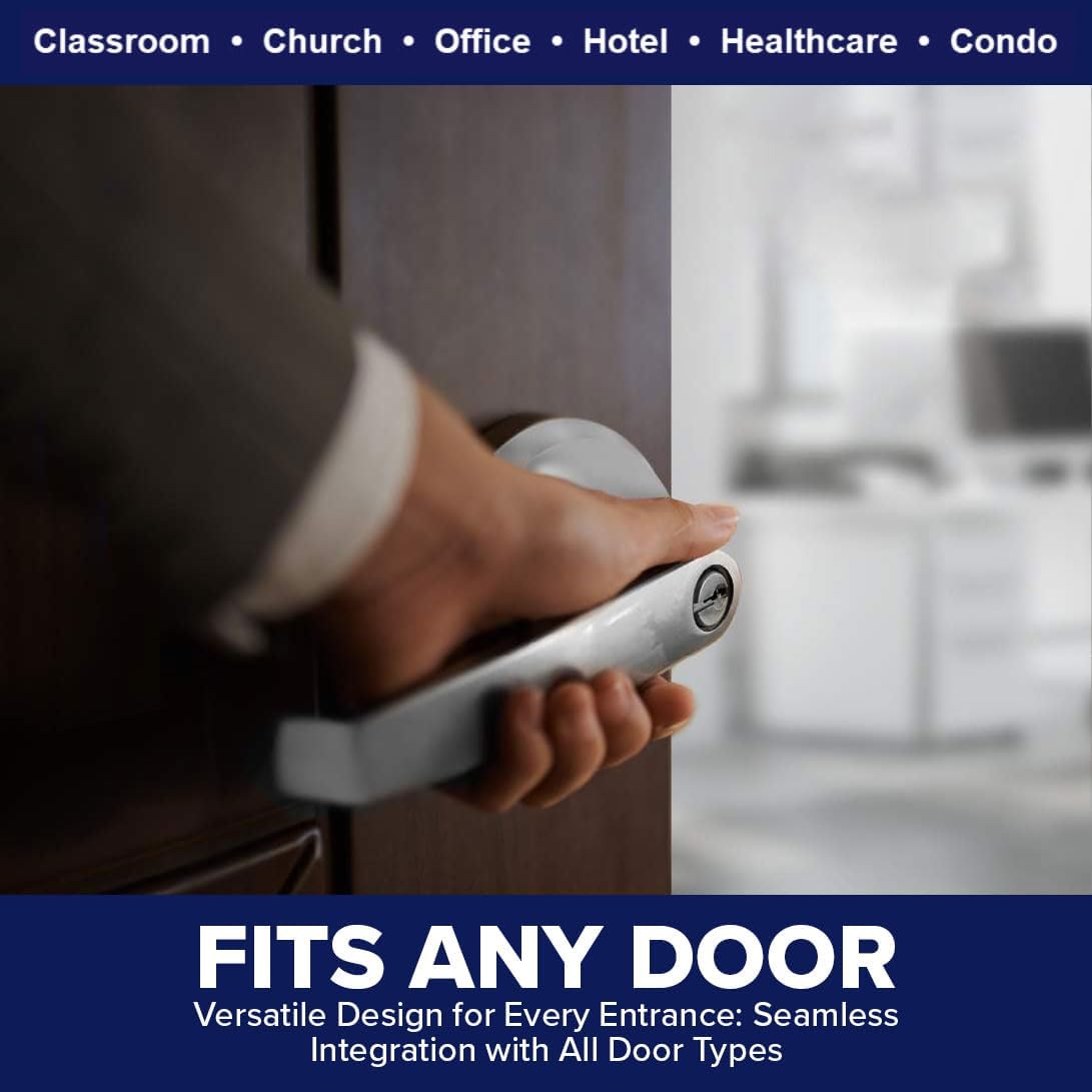 Heavy Duty Lawrence Commercial Lever Door Lock with Keyed Entry - Grade 2 Storeroom Function Door Handle with Lock & Key in Brushed Chrome - Ideal for Office Buildings, Retail Stores, and Warehouse Security