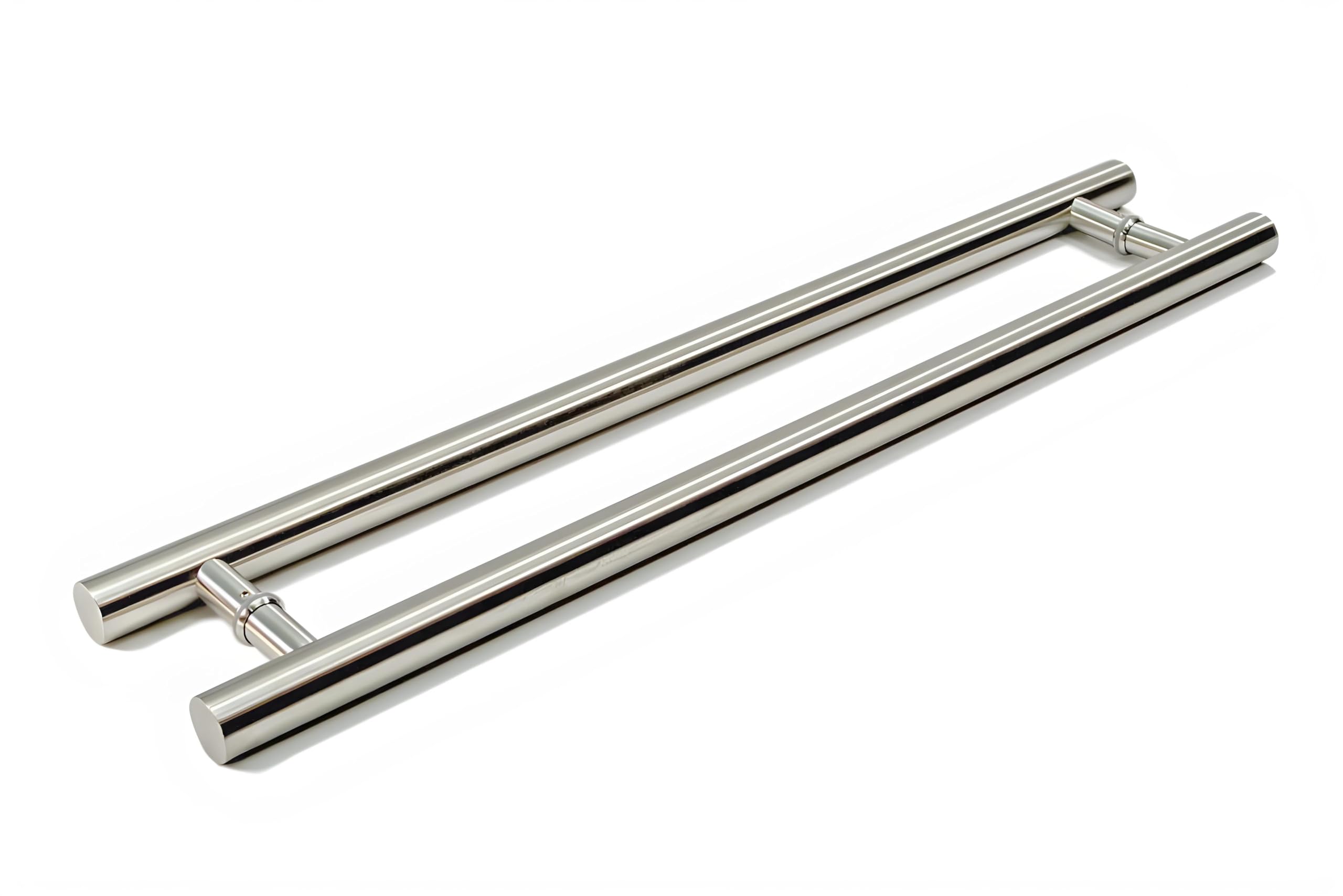 12 Inch Modern Brushed Nickel Satin Finish Door Handles - Stainless Steel Round Bar Pulls for Home, Office & Commercial Doors - Perfect for Entry Doors, Shower Glass Doors & Sliding Barn Doors (1 Foot Long)