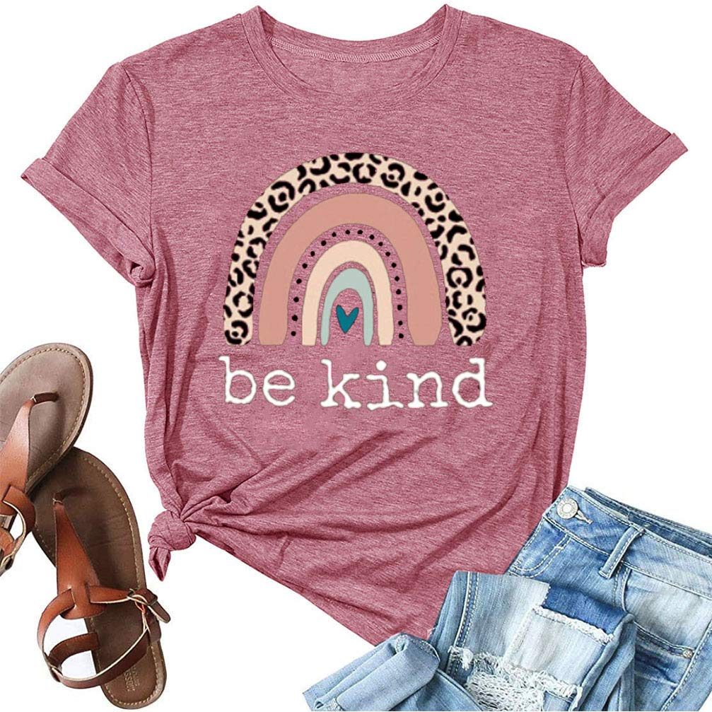 Be Kind Graphic T-Shirts for Women - Short Sleeve Summer Casual Tee - Loose Fit Teacher Shirts - Perfect for Classroom, Work, and Everyday Wear