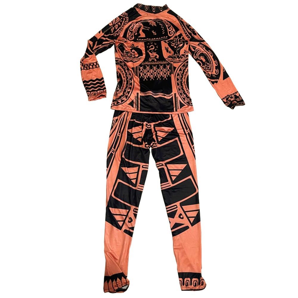 Trendy Tattoo Print T-Shirts & Pants Set for Men and Women - Gothic Cosplay Outfit with Leaf Skirt | Perfect for Halloween, Comic Con & Themed Parties