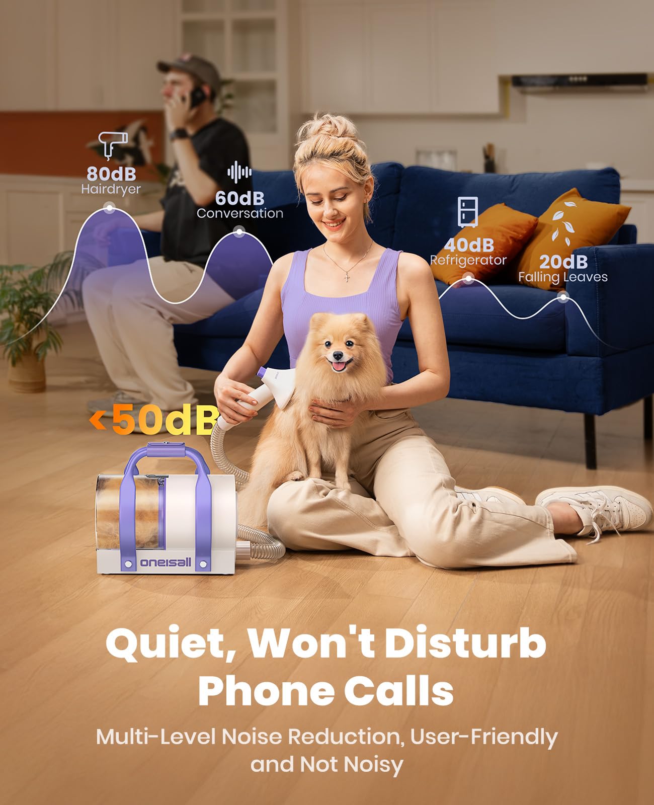 Oneisall Cordless Pet Grooming Vacuum & Dog Shaver - Perfect for Home Grooming