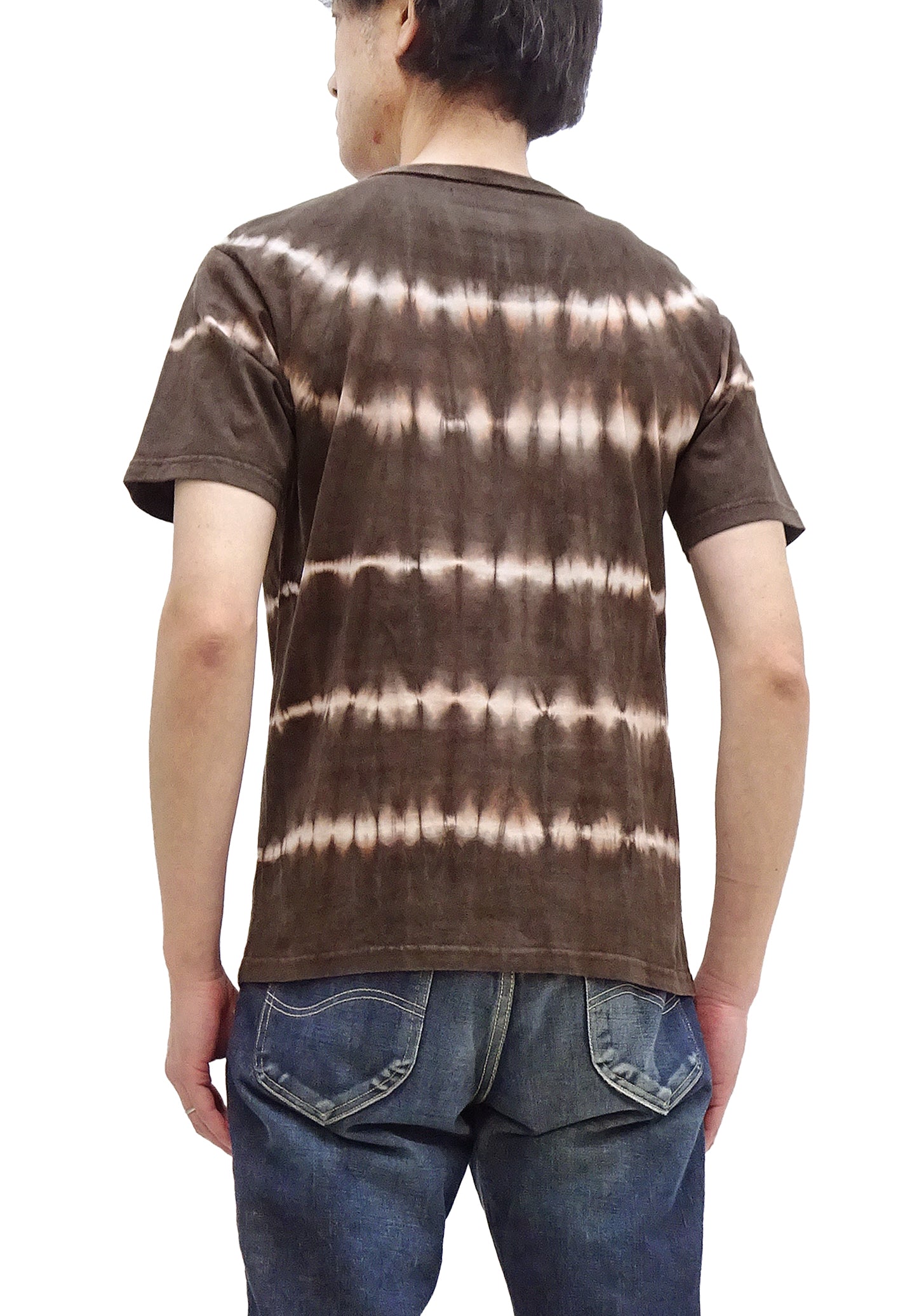 Studio D'artisan Men's Tie Dye T-Shirt - Natural Amami Dorozome Dye Short Sleeve Tee (8094B, Brown) - Perfect for Summer Casual Wear & Beach Outfits