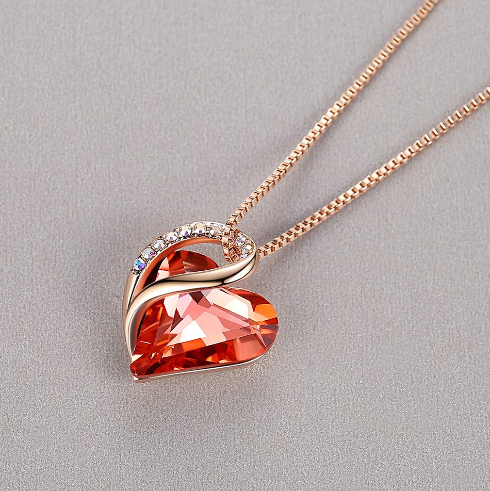 Infinity Love Crystal Heart Jewelry Set with Carnelian Red Healing Stone - Necklace, Earrings & Bracelet in 18K Rose Gold Plated - Courage Gifts for Women - Perfect for Meditation, Energy Healing & Spiritual Gifts
