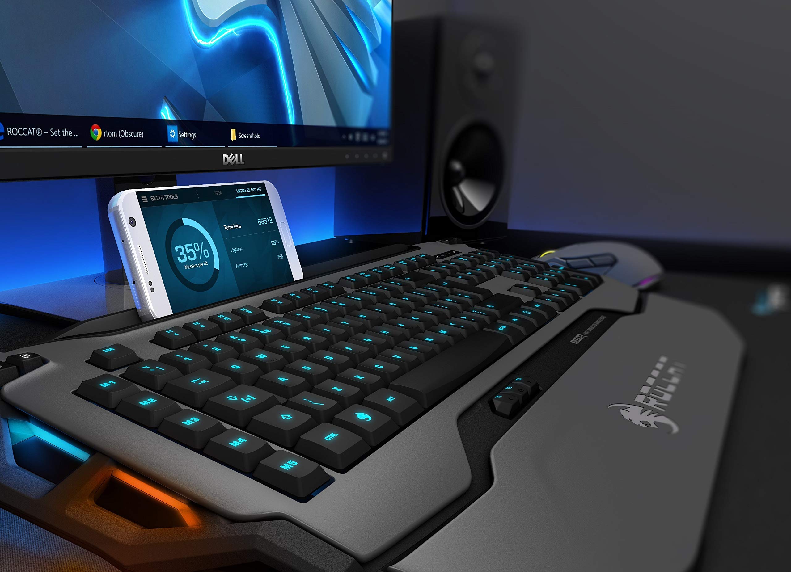 ROCCAT Skeltr RGB Gaming Keyboard with Smart Communication - Mechanical Keys, Backlit, Wired (Renewed) - Perfect for PC Gaming, Streaming & Esports Tournaments