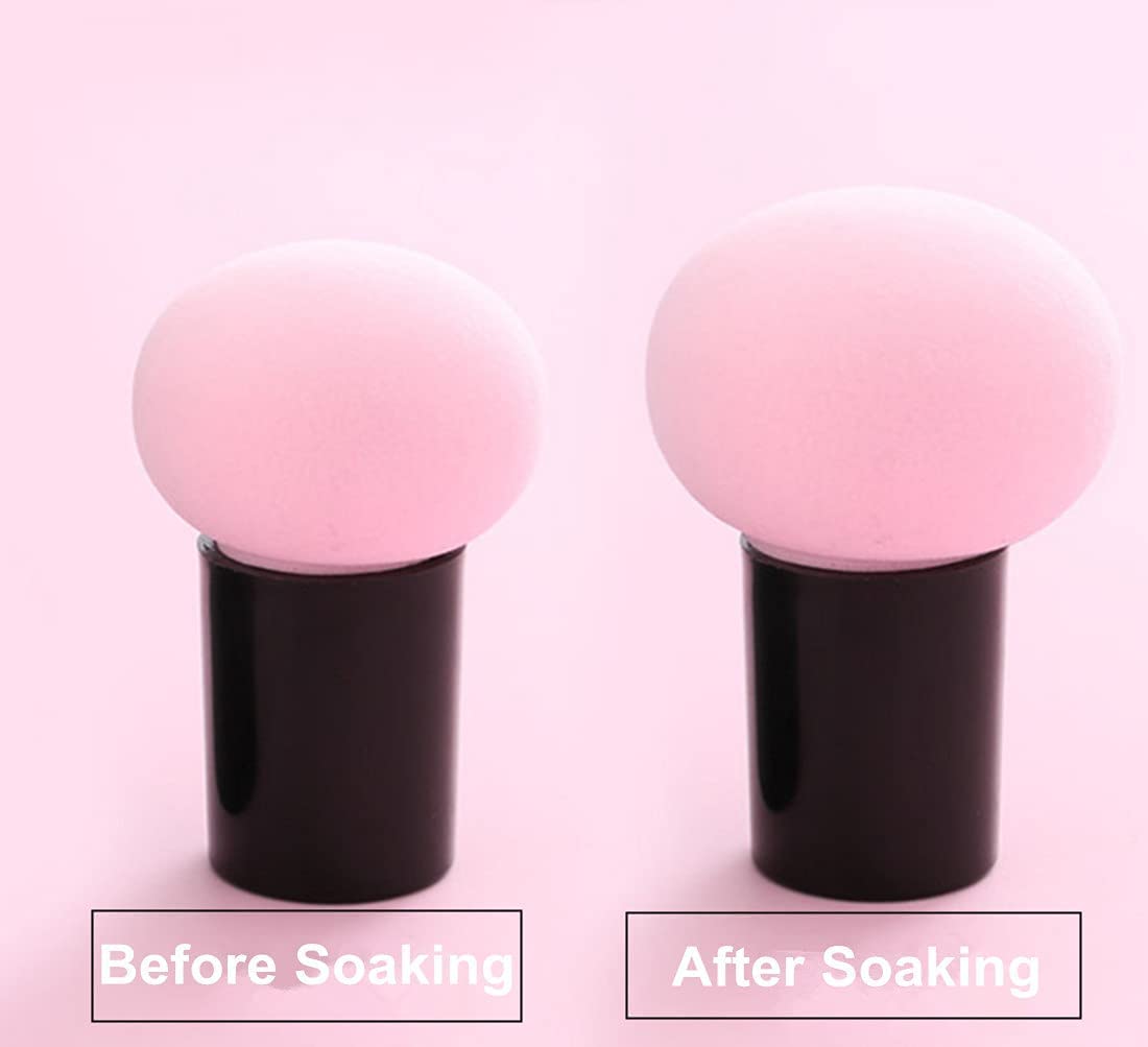 MAPPERZ 1-Pack Powder Puff Cosmetic Sponge - Mushroom Shape Makeup Blender Sponge with Handle for Foundation & Powder Application (Multi Color) - Perfect for Professional Makeup Artists & Home Beauty Routines
