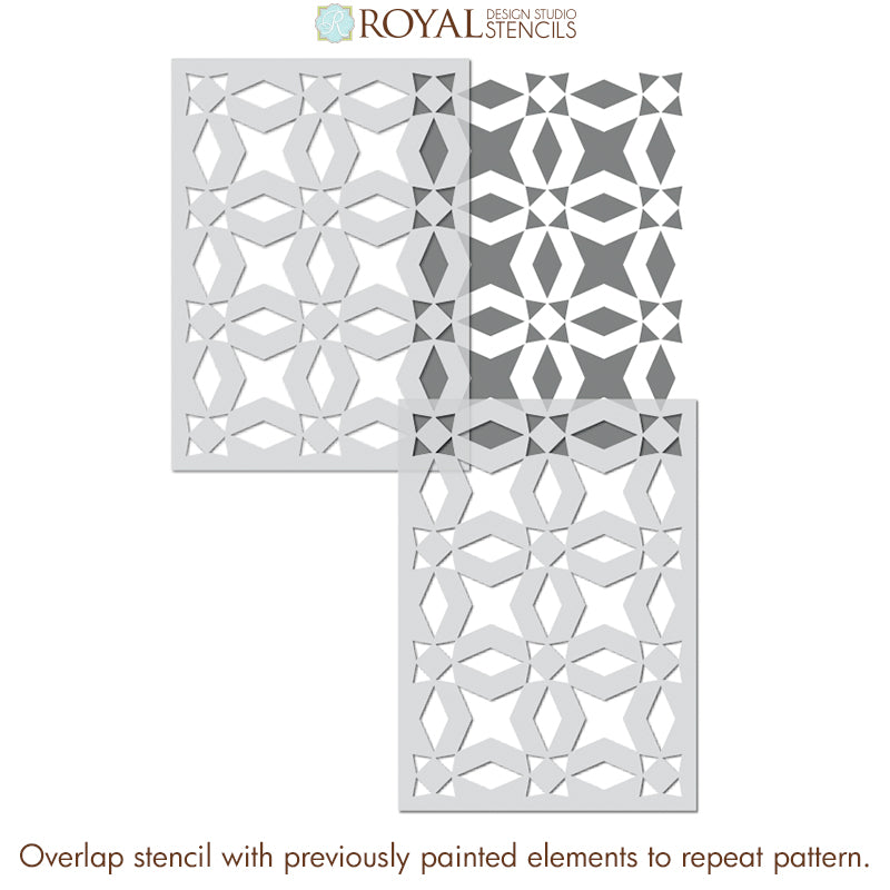 Sultana Tile Allover Stencil - Reusable DIY Wall & Floor Stencil for Moroccan-Inspired Home Decor, Bathroom, Kitchen Backsplash, and Craft Projects